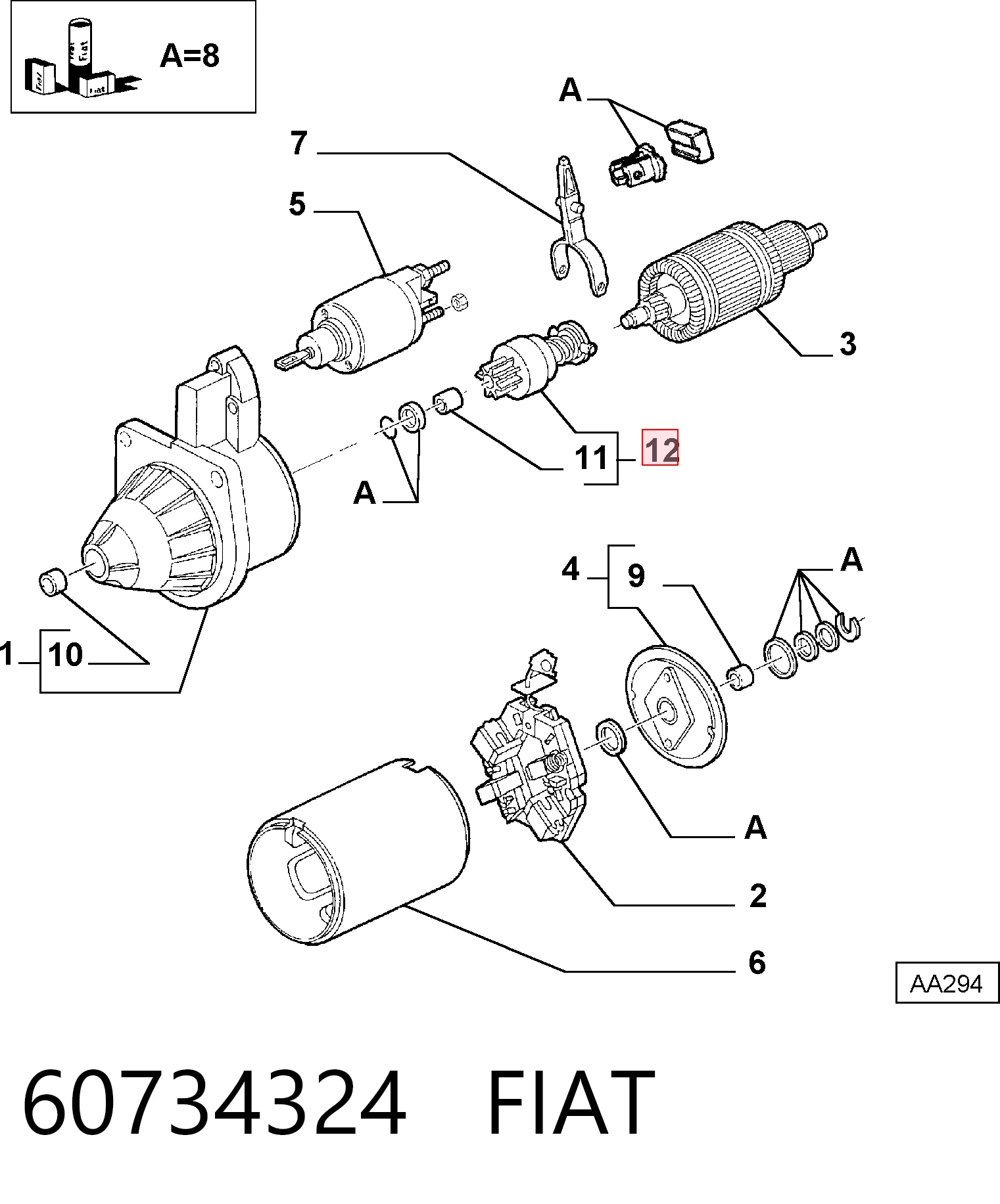 Bendix motor de arranque Fiat Punto  (2005-2018)