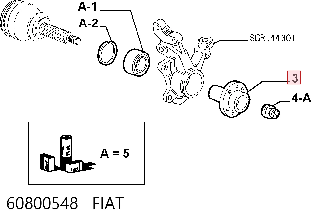 Buje de rueda para Fiat Panda II (169A)
