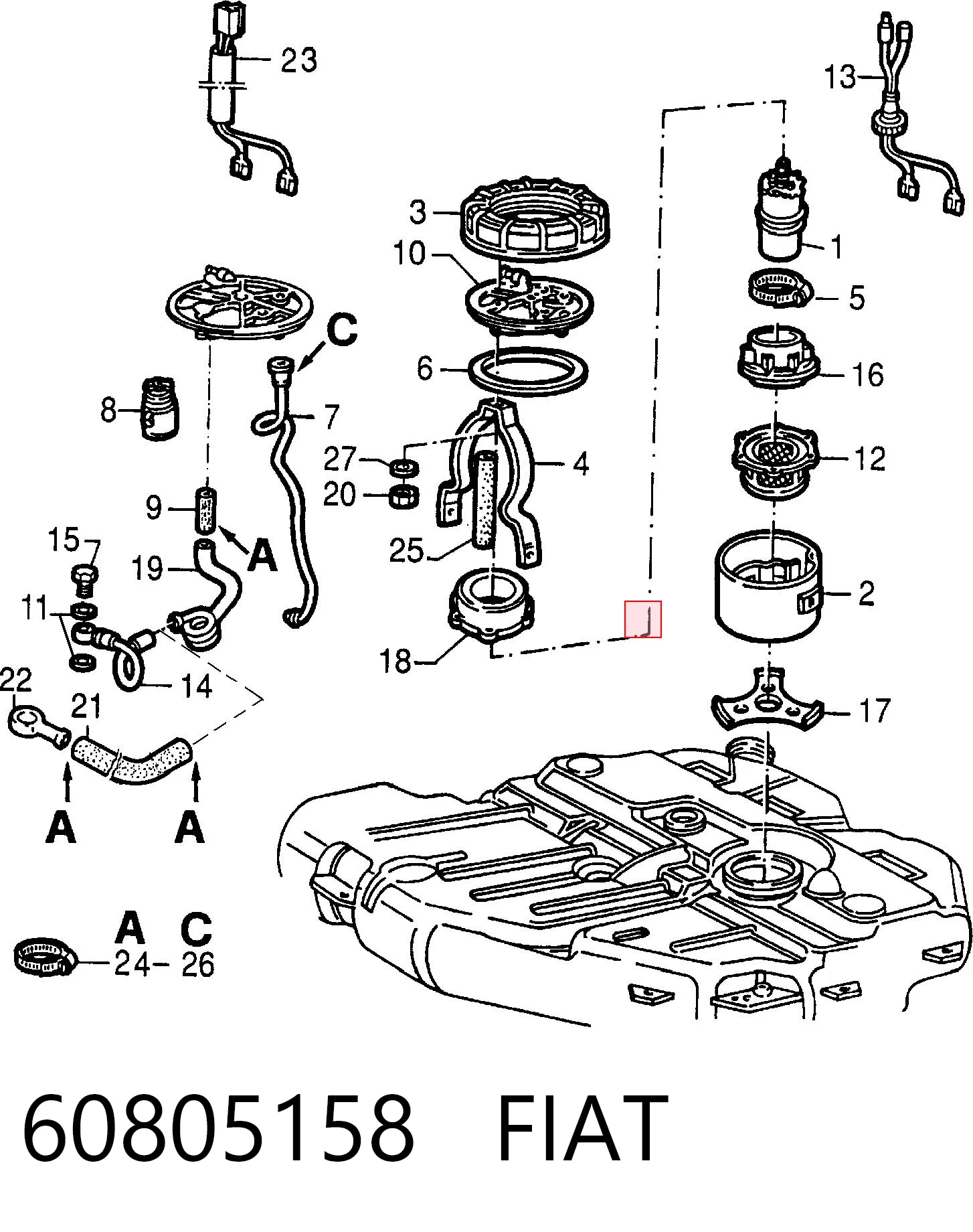 Bomba de combustible eléctrica sumergible 60805158 FIAT