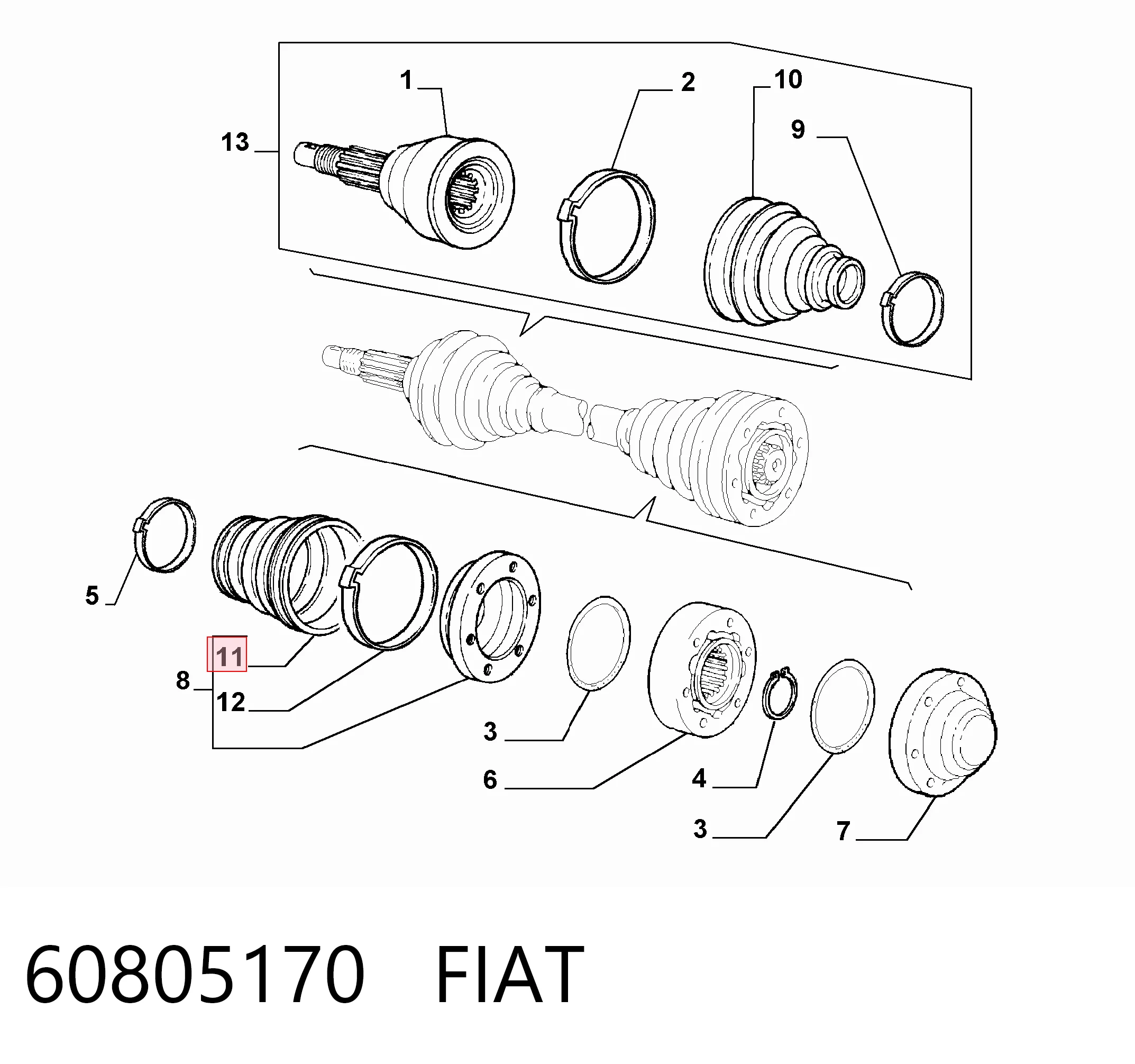 Fuelle palier delantero interior Alfa Romeo 147  (2001-2010)