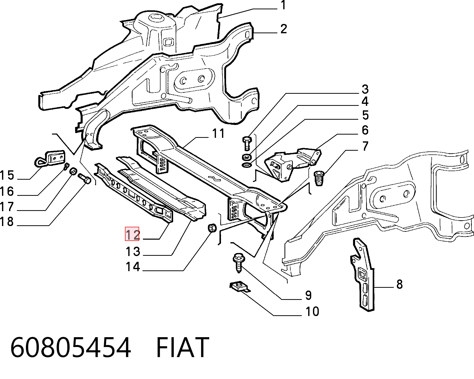Refuerzo paragolpes delantero Fiat Tempra 