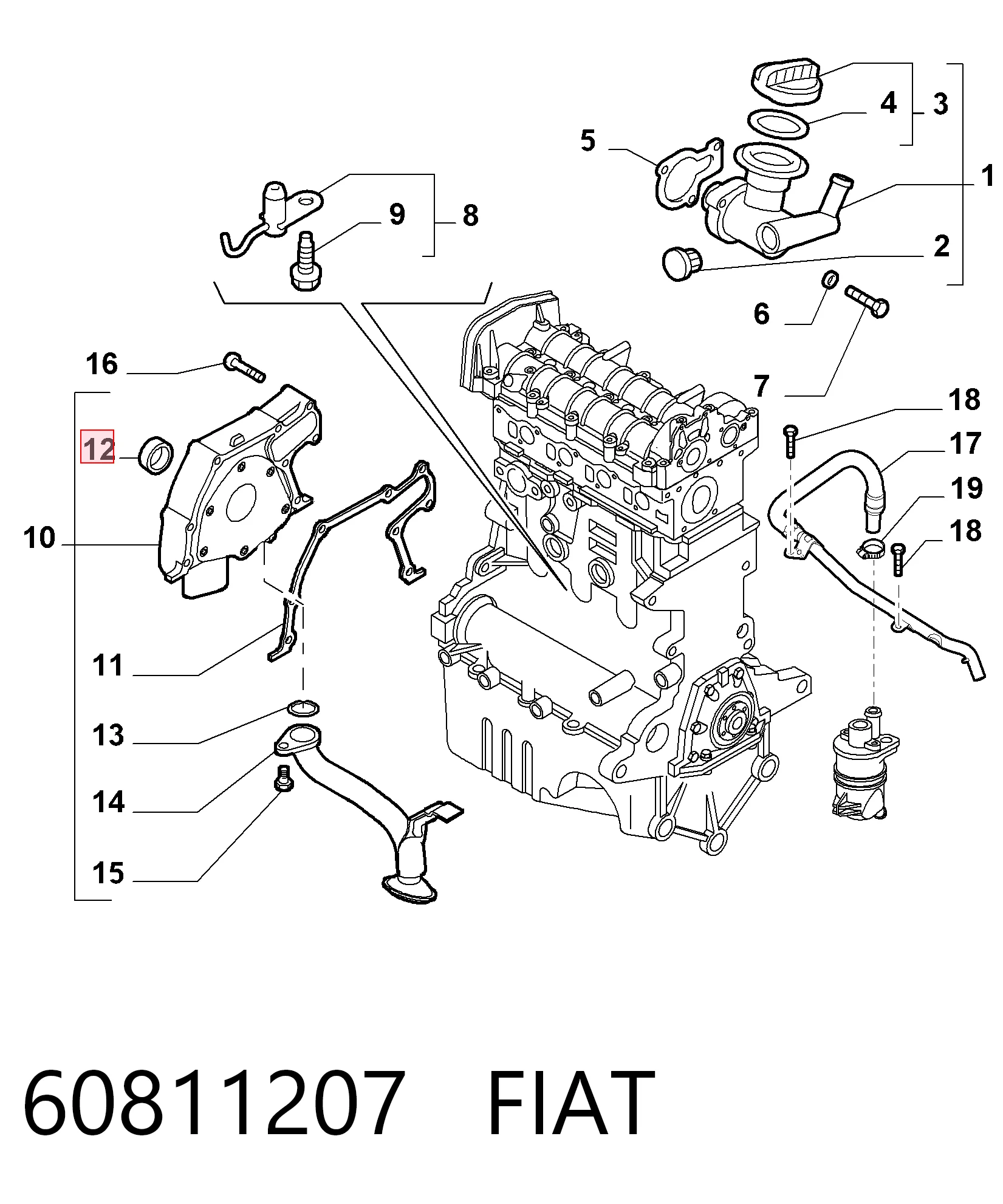 Anillo retén cigüeñal frontal para Fiat Tempra  (159)