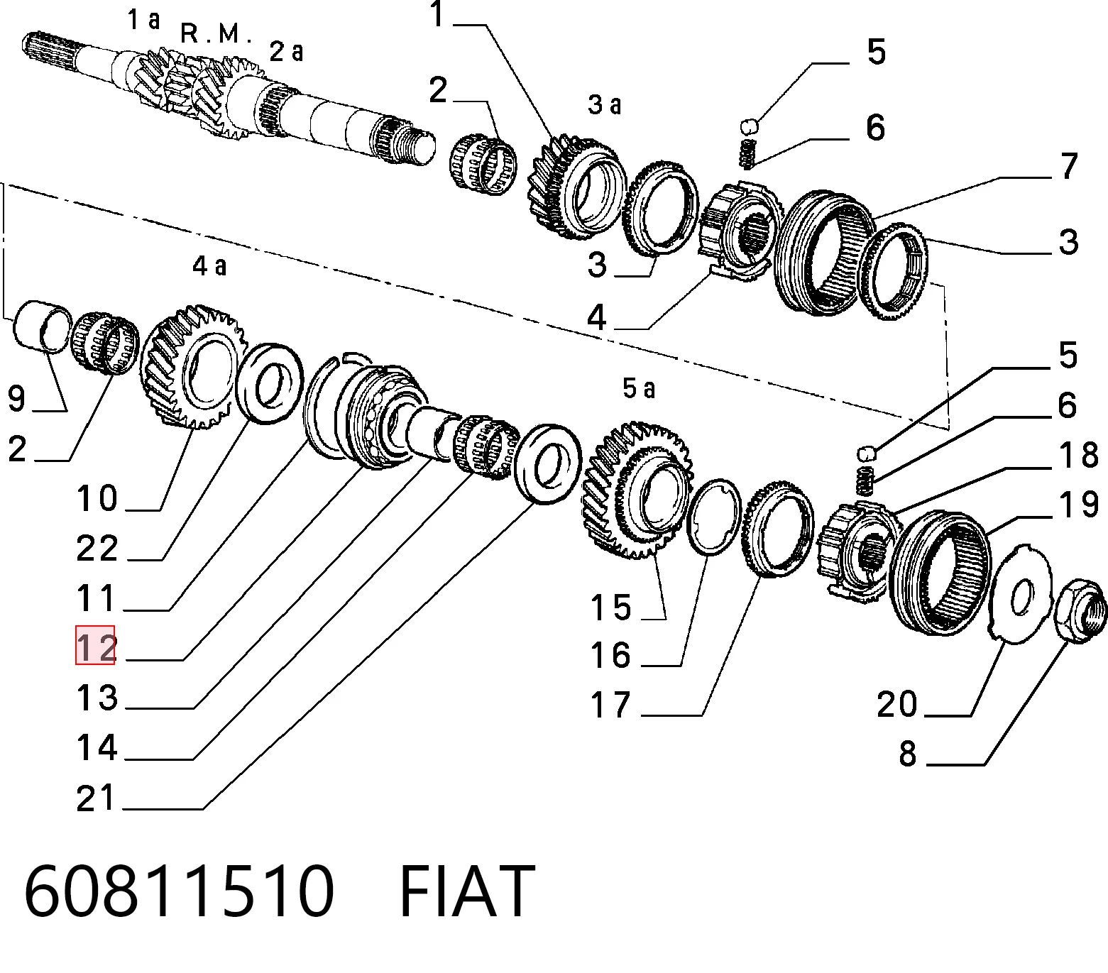 Cojinete del eje de entrada de la caja de engranajes para Fiat Doblo I 119