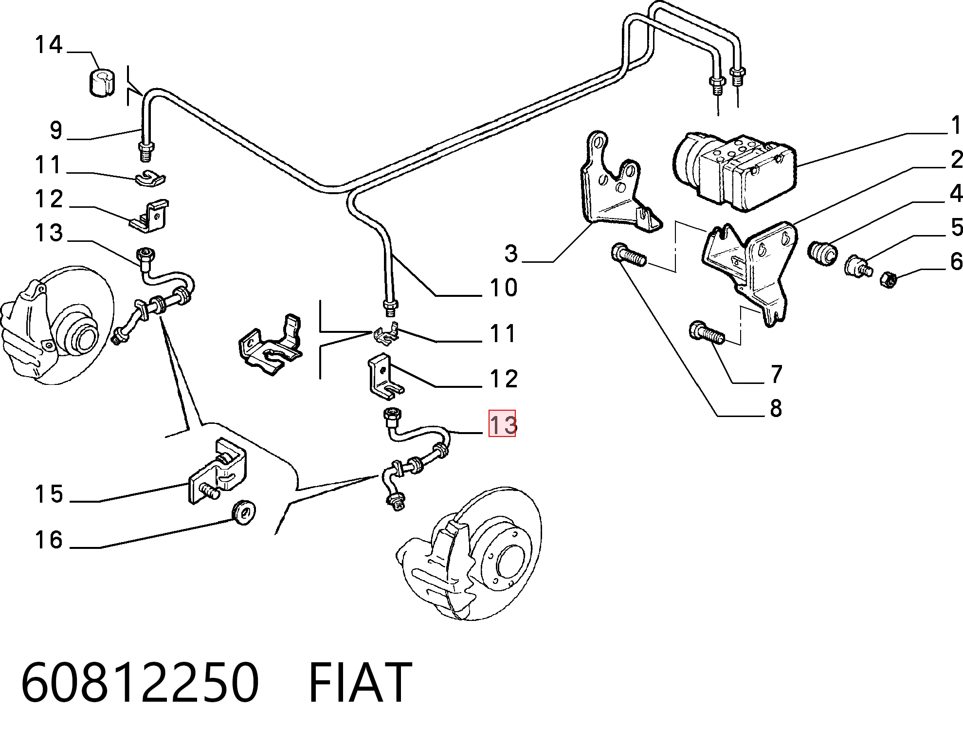 Latiguillos de freno delantero para Fiat Bravo 182