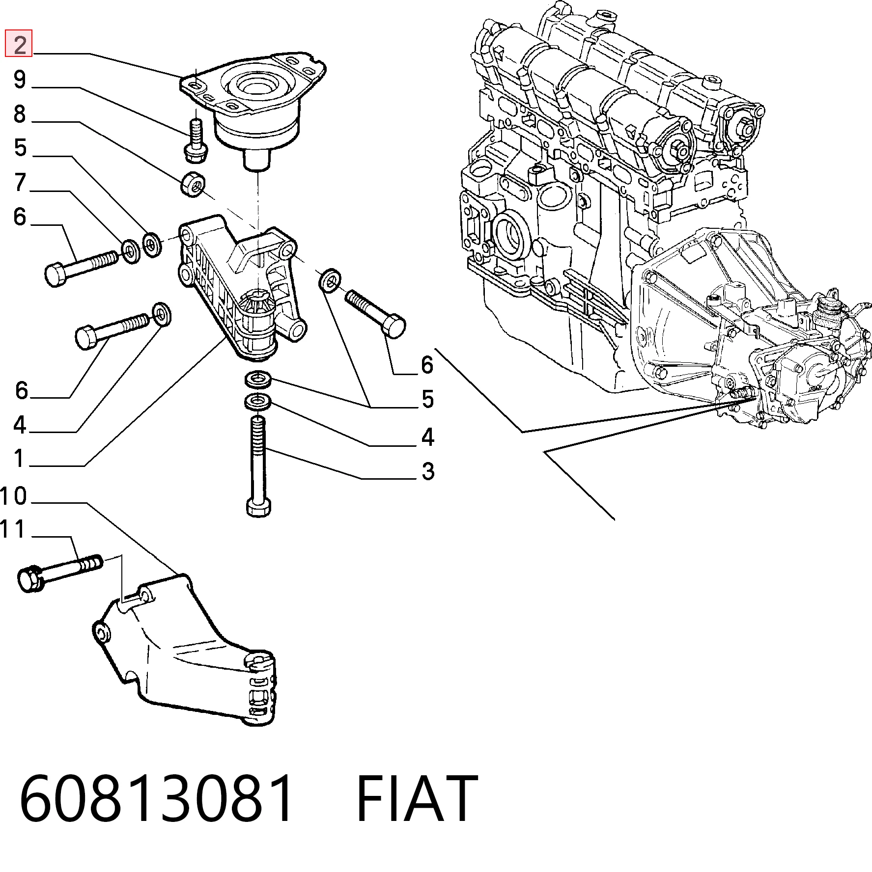 Taco de caja de cambios para Fiat Brava 182