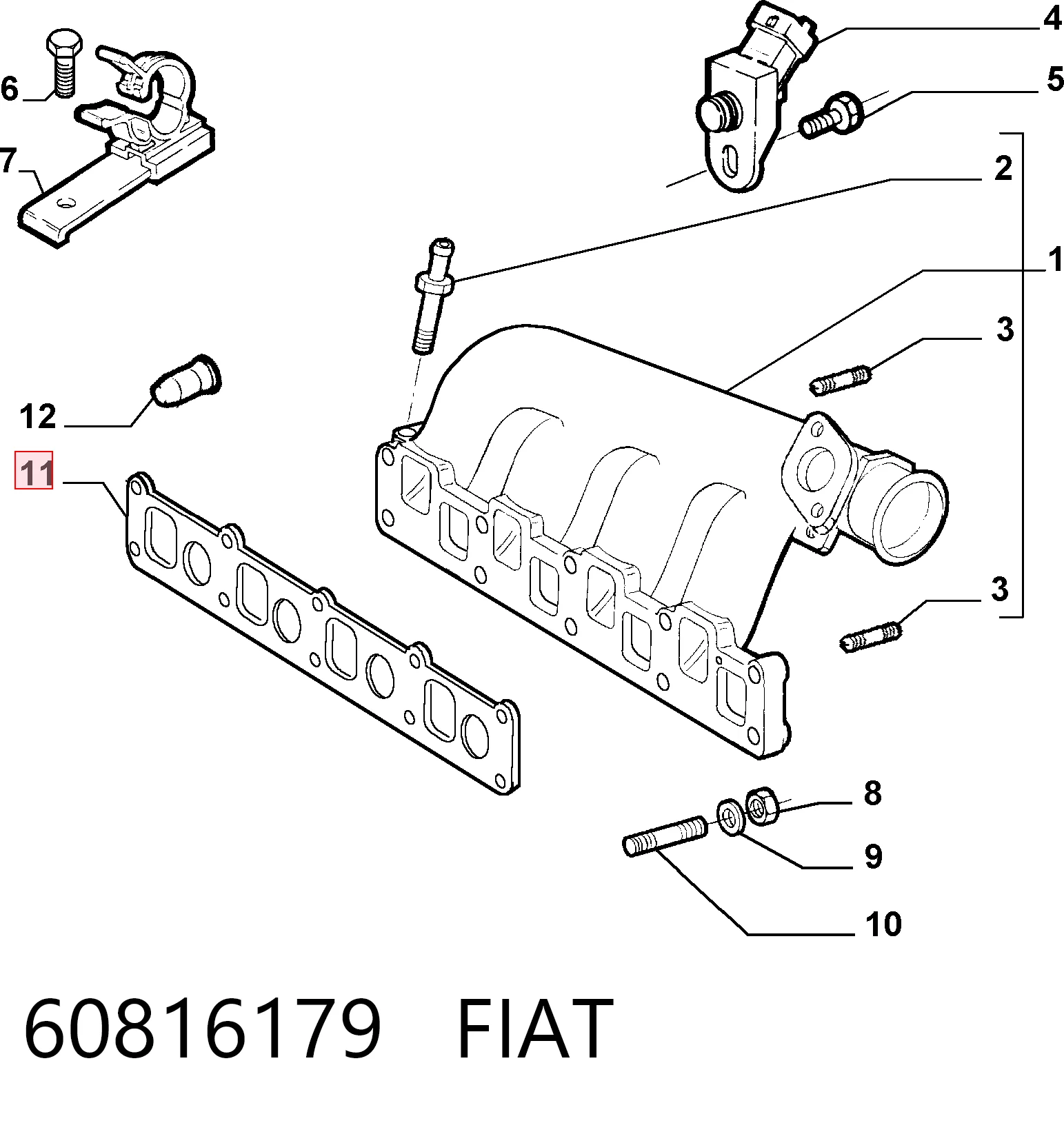 Juego de juntas, colector de admisión para Fiat Bravo I 182
