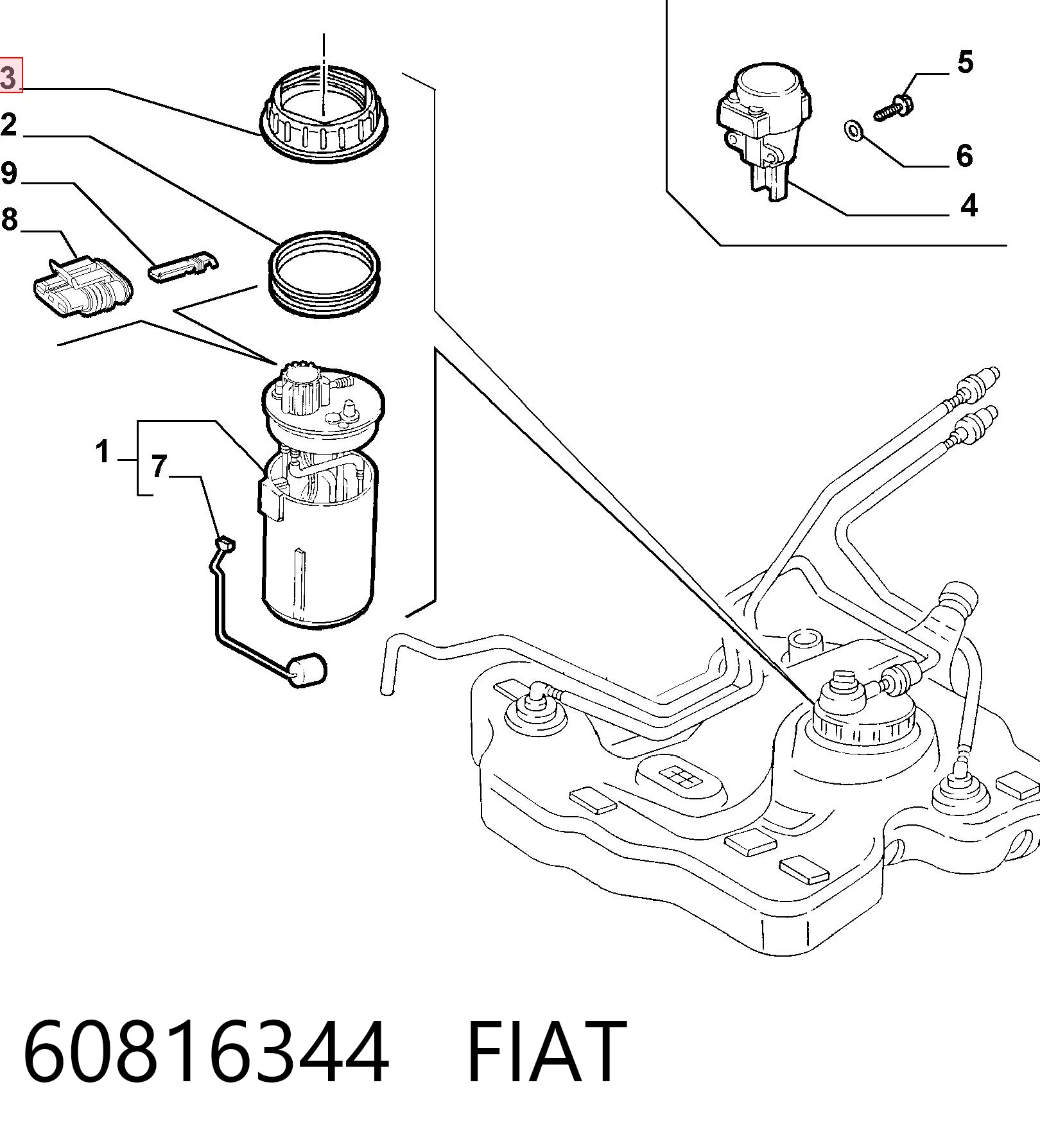 60816344 Fiat/Alfa/Lancia Tapa de la bomba de combustible