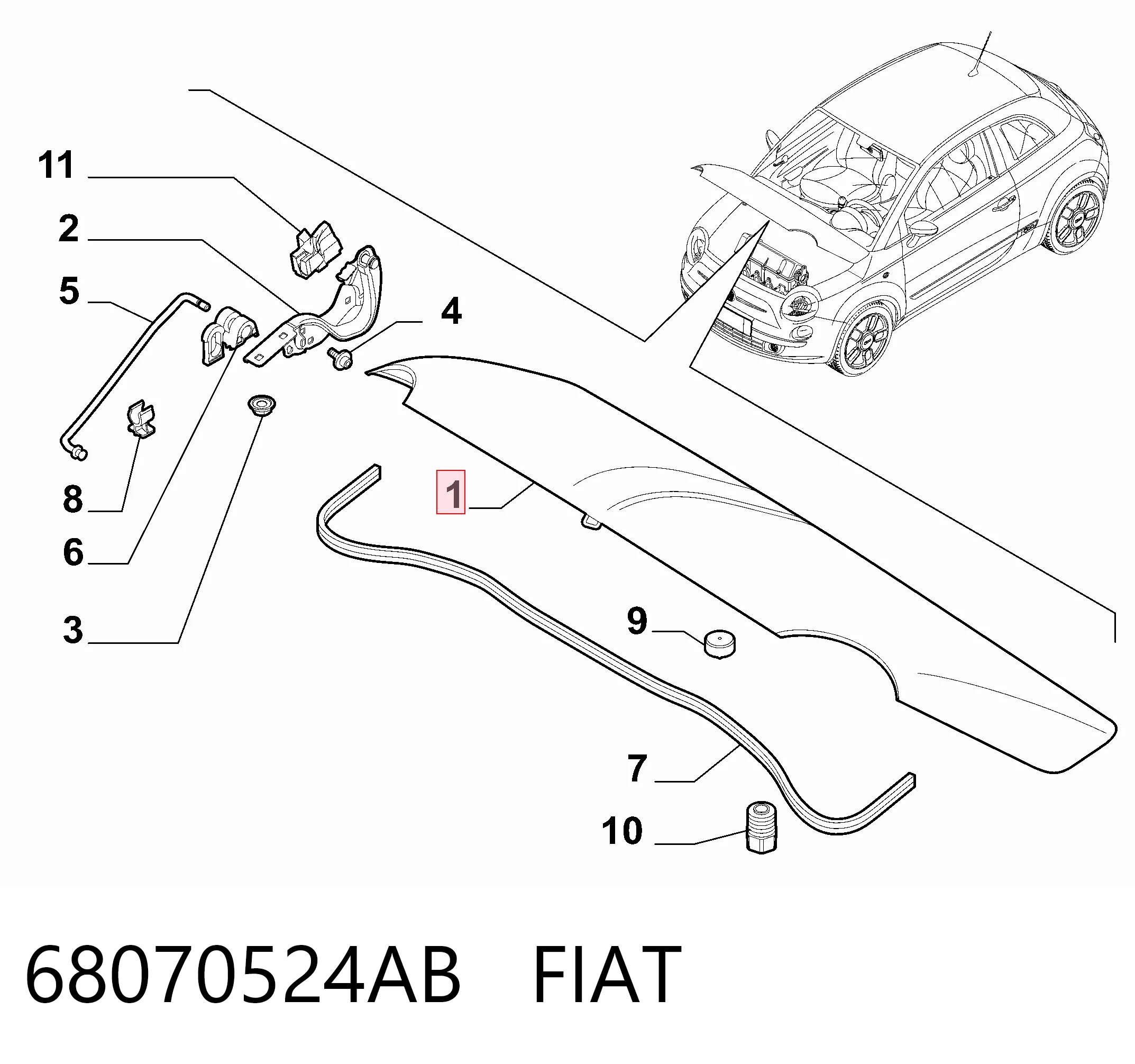 Capó delantero para Fiat 500  312