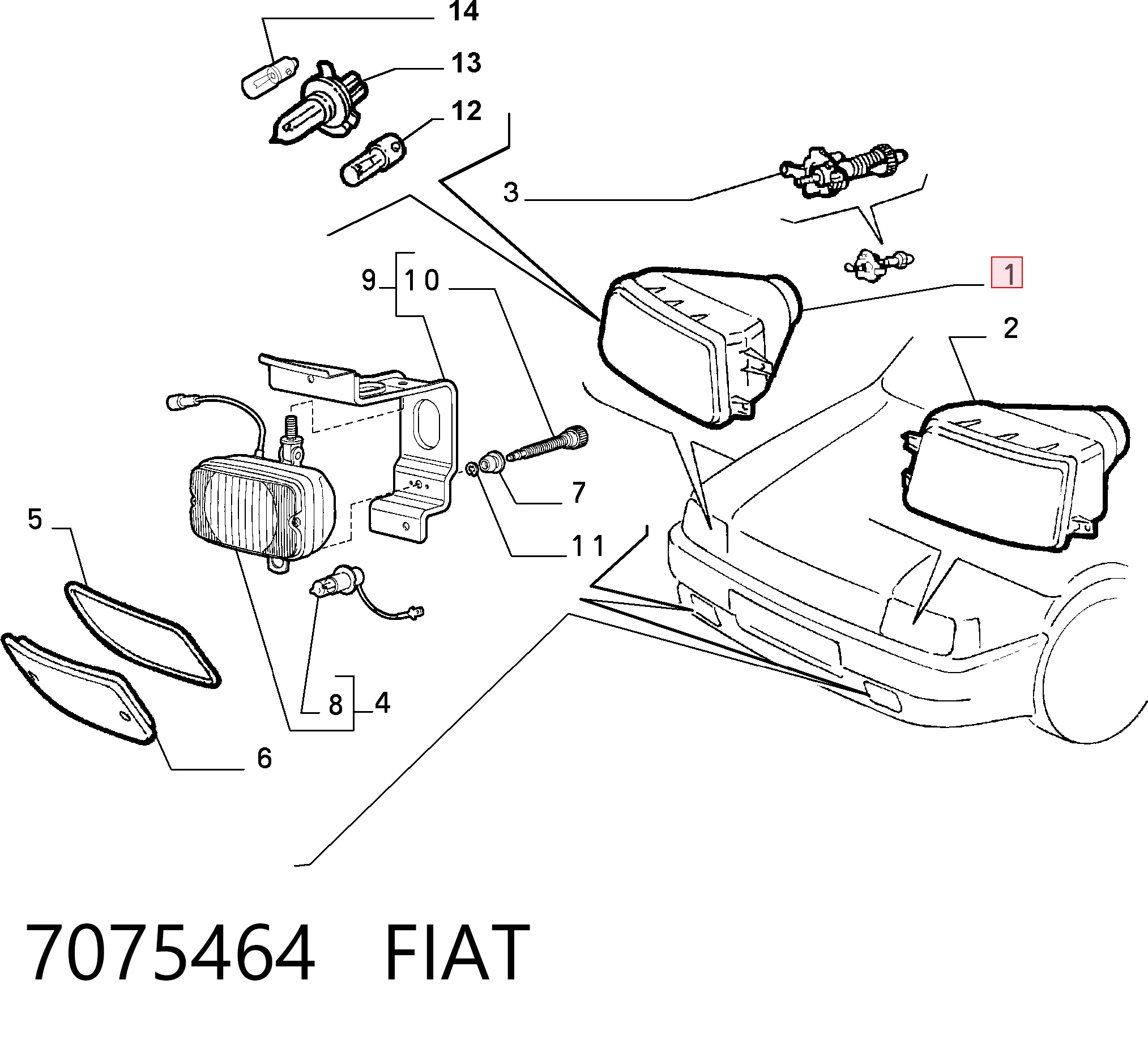Luz derecha para Fiat Fiorino  146 Uno