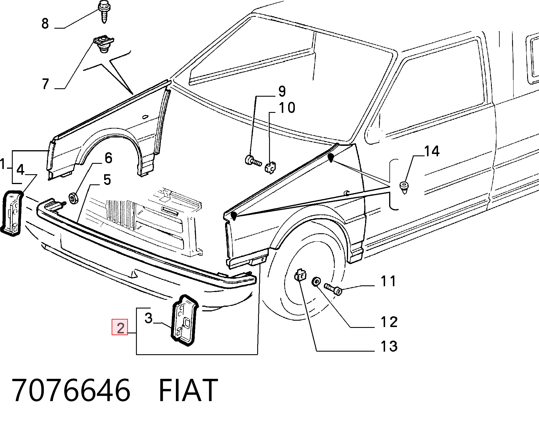 Aleta delantera izquierda para Fiat Fiorino 146 Uno