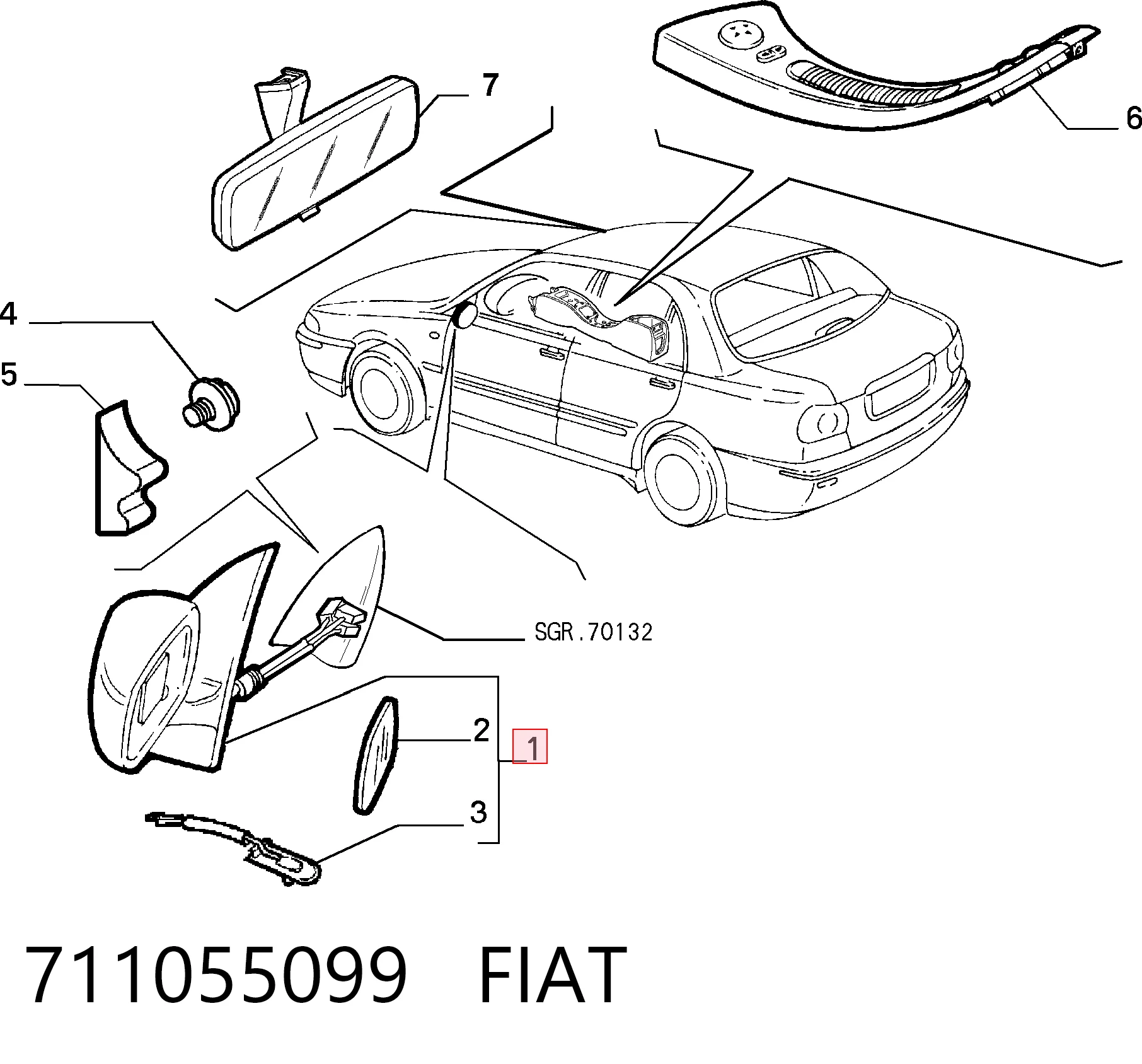 Espejo retrovisor izquierdo para Fiat Brava  182