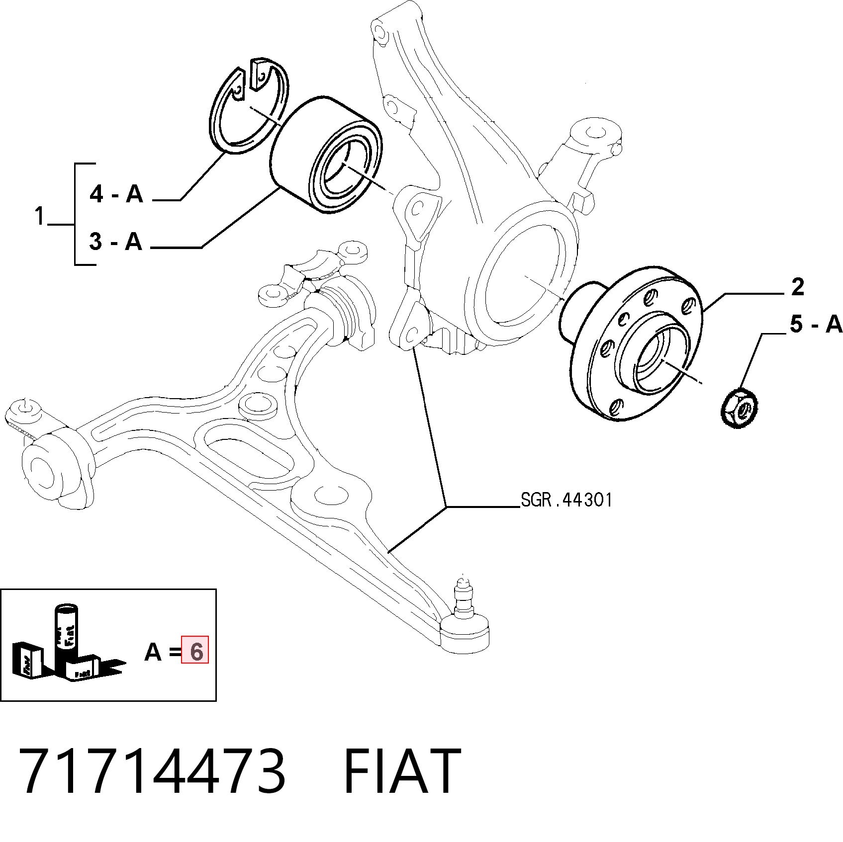 71714473 Fiat/Alfa/Lancia Rodamientos de rueda delantero