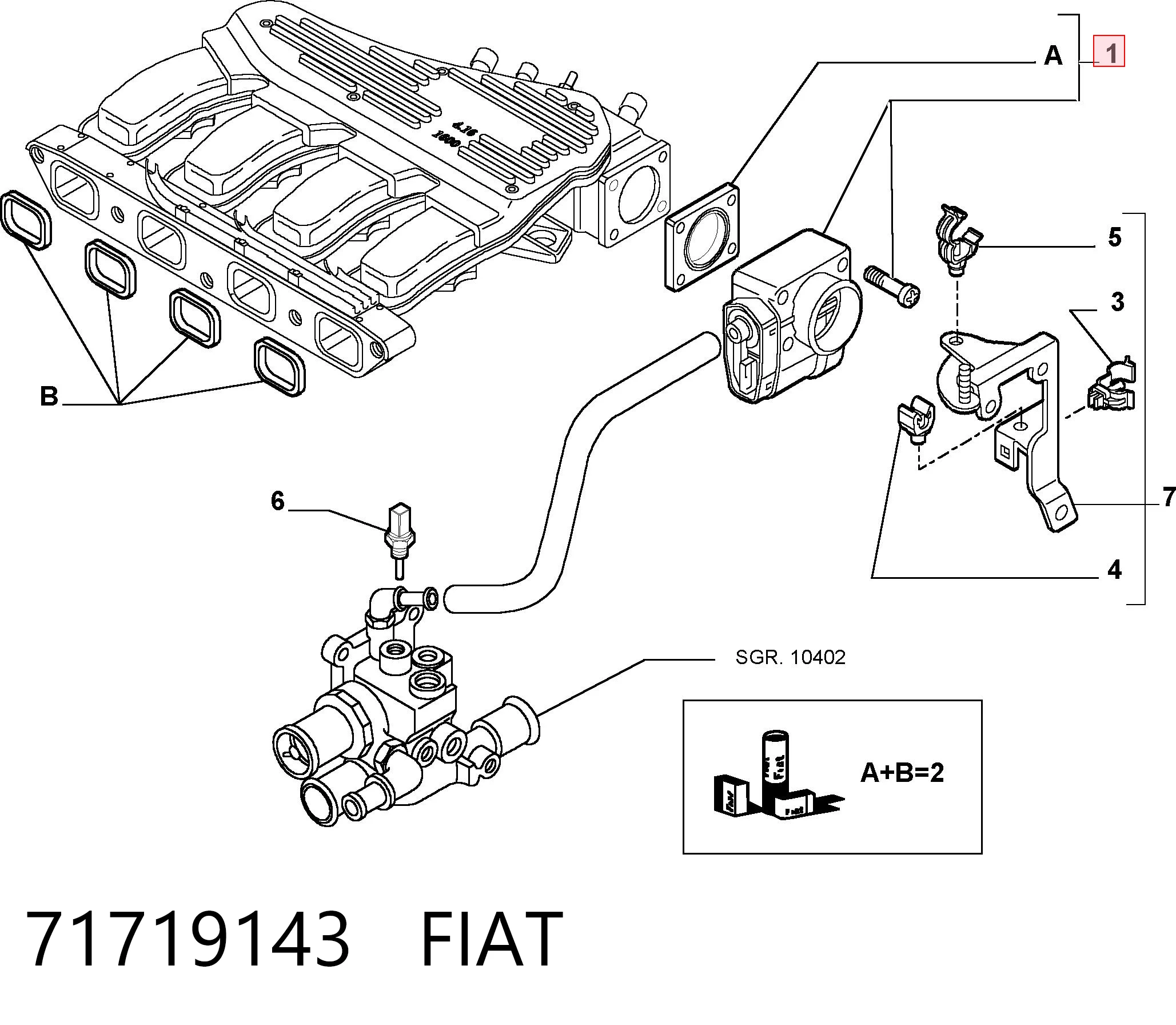 71719143 Fiat/Alfa/Lancia Mariposa de admisión