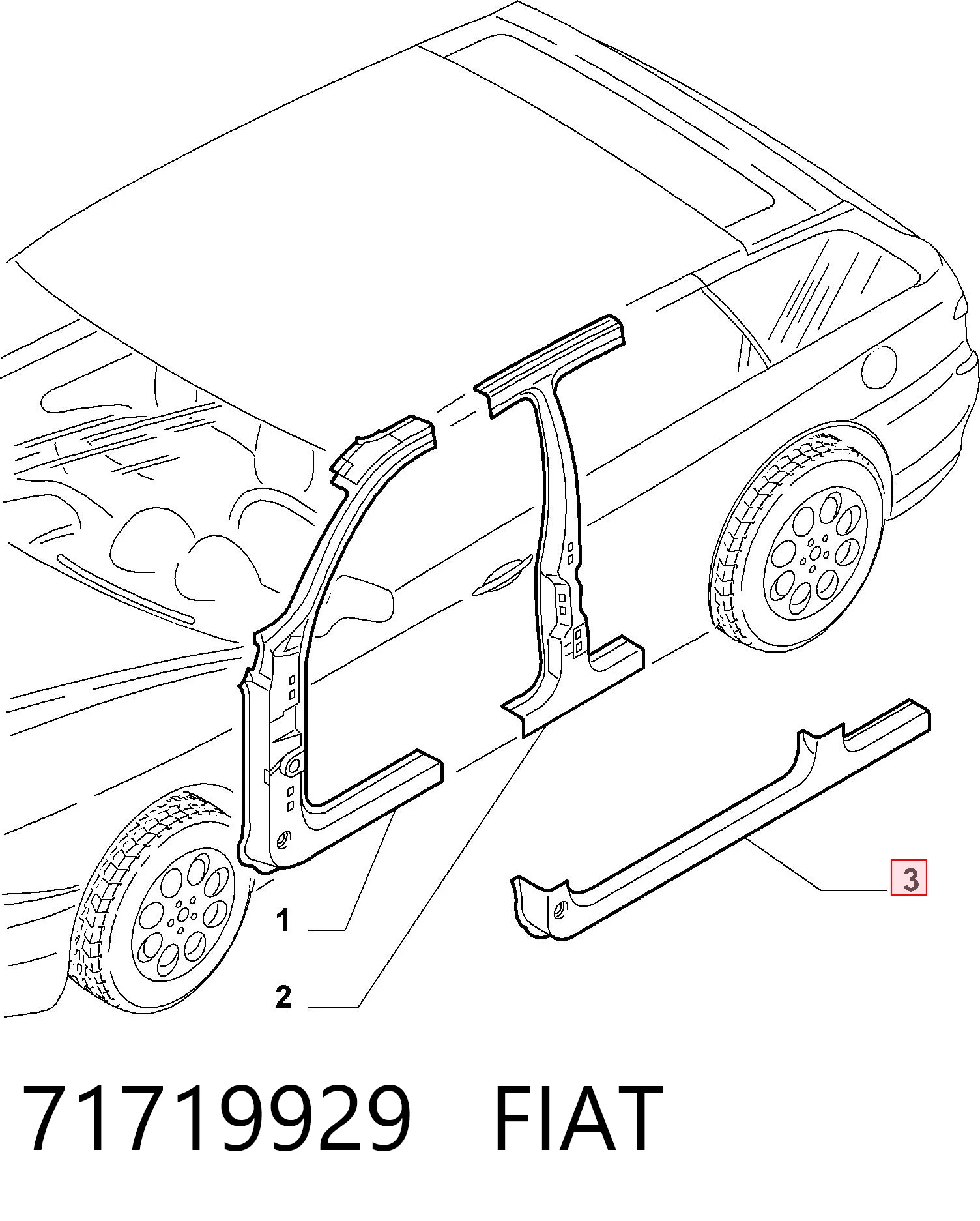 Umbral de puerta, derecha para Alfa Romeo 156 932