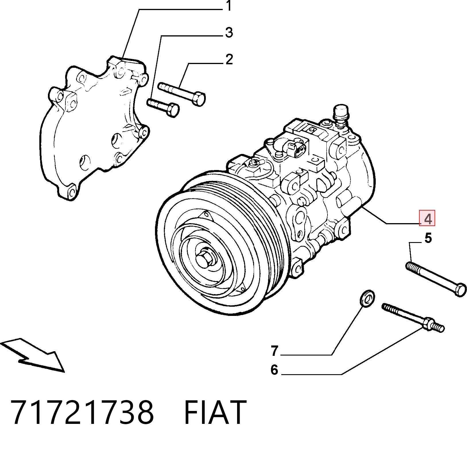 Compresor de aire acondicionado 71721738 FIAT