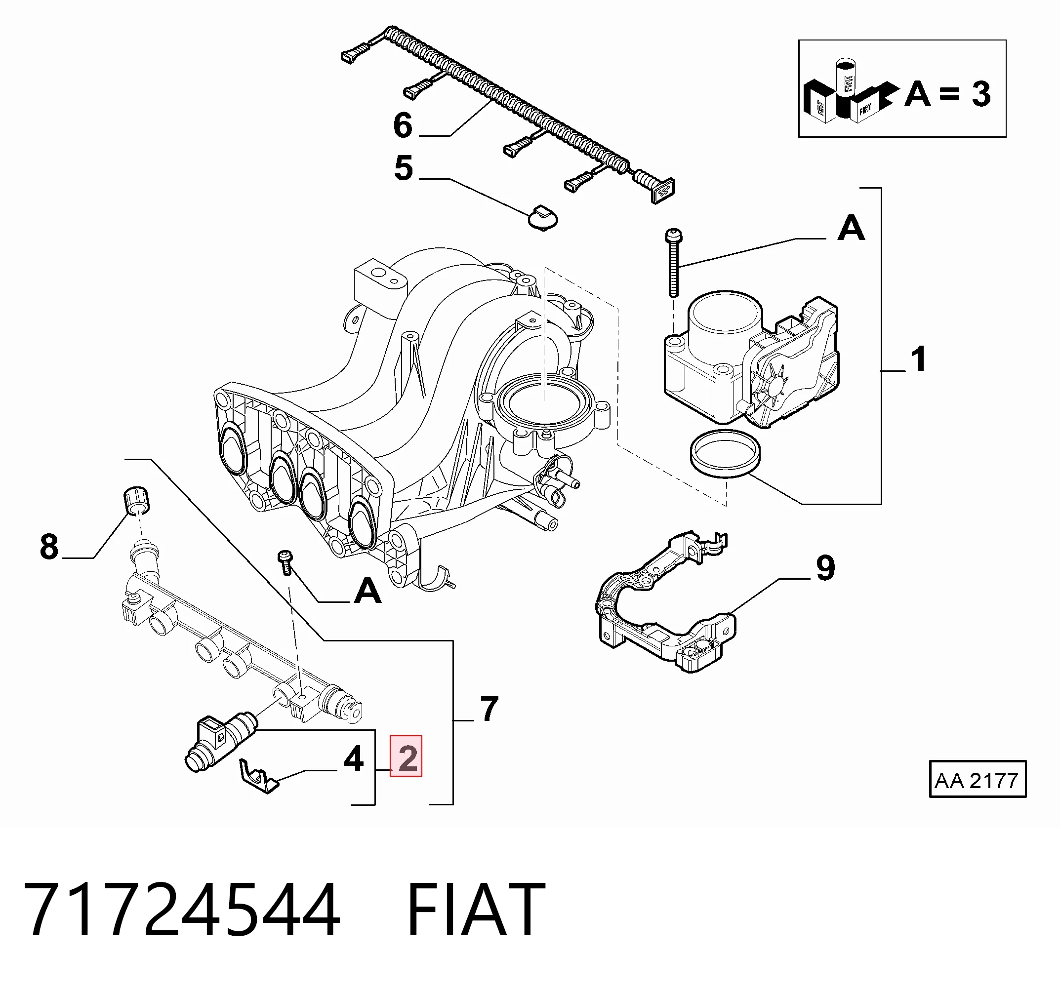 71724544 Fiat/Alfa/Lancia Inyector de combustible
