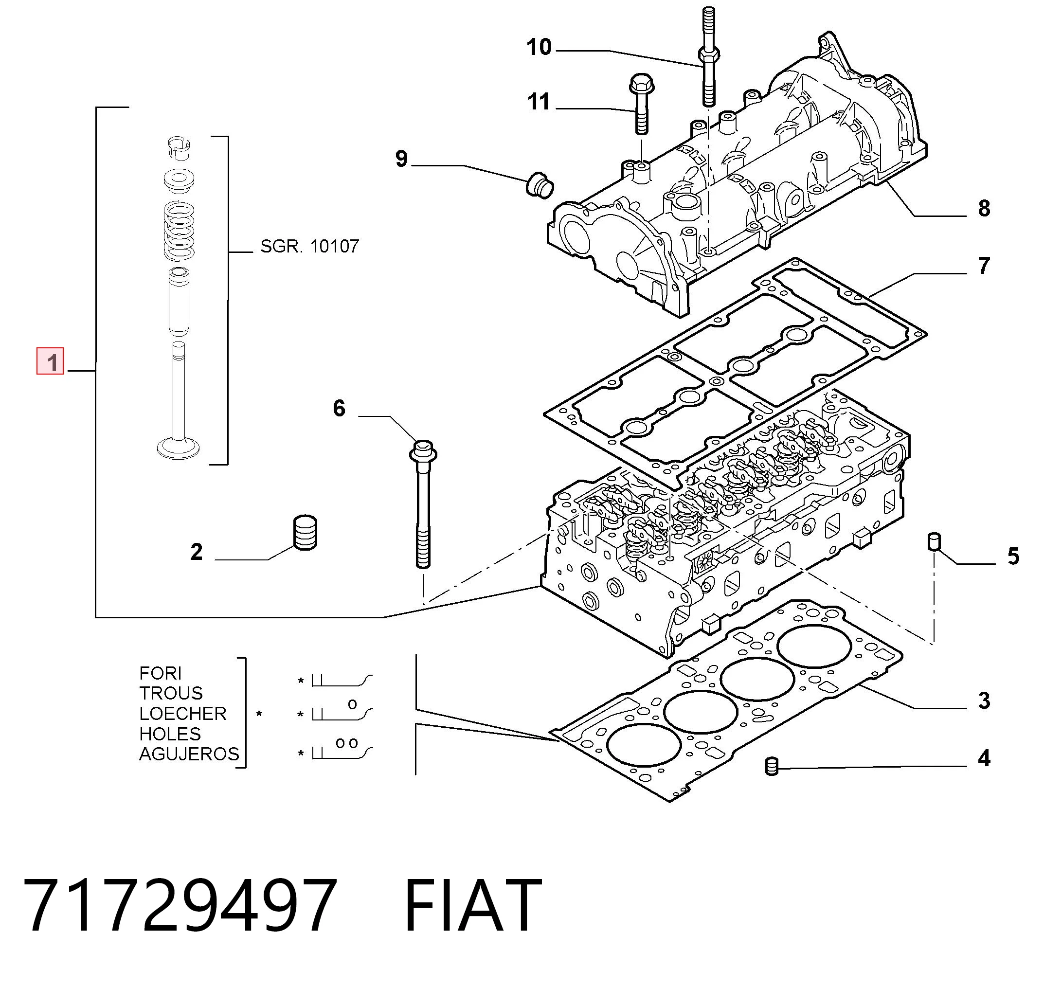 71729497 Fiat/Alfa/Lancia Cabeza del motor