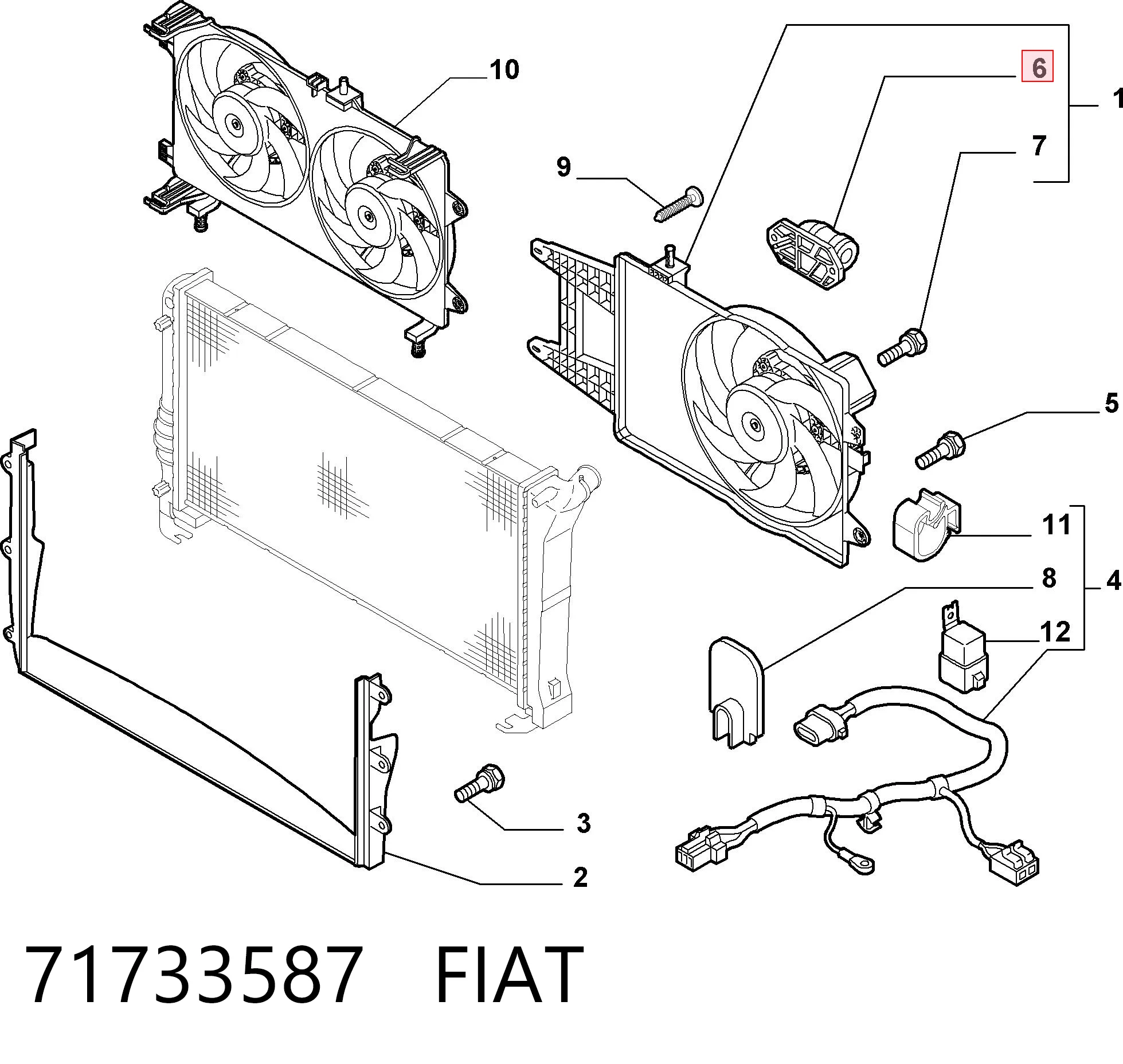 71733587 Fiat/Alfa/Lancia Regulador de velocidad del ventilador de refrigeración (unidad de control)