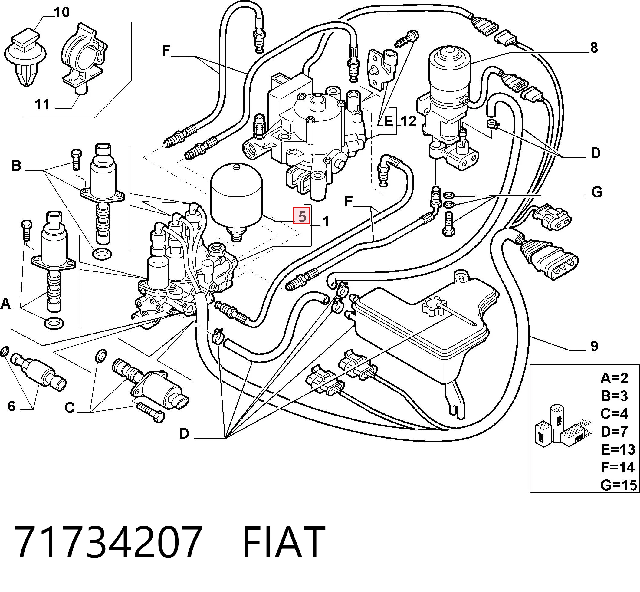 Acumulador hidráulico de transmisión automática 71734207 FIAT