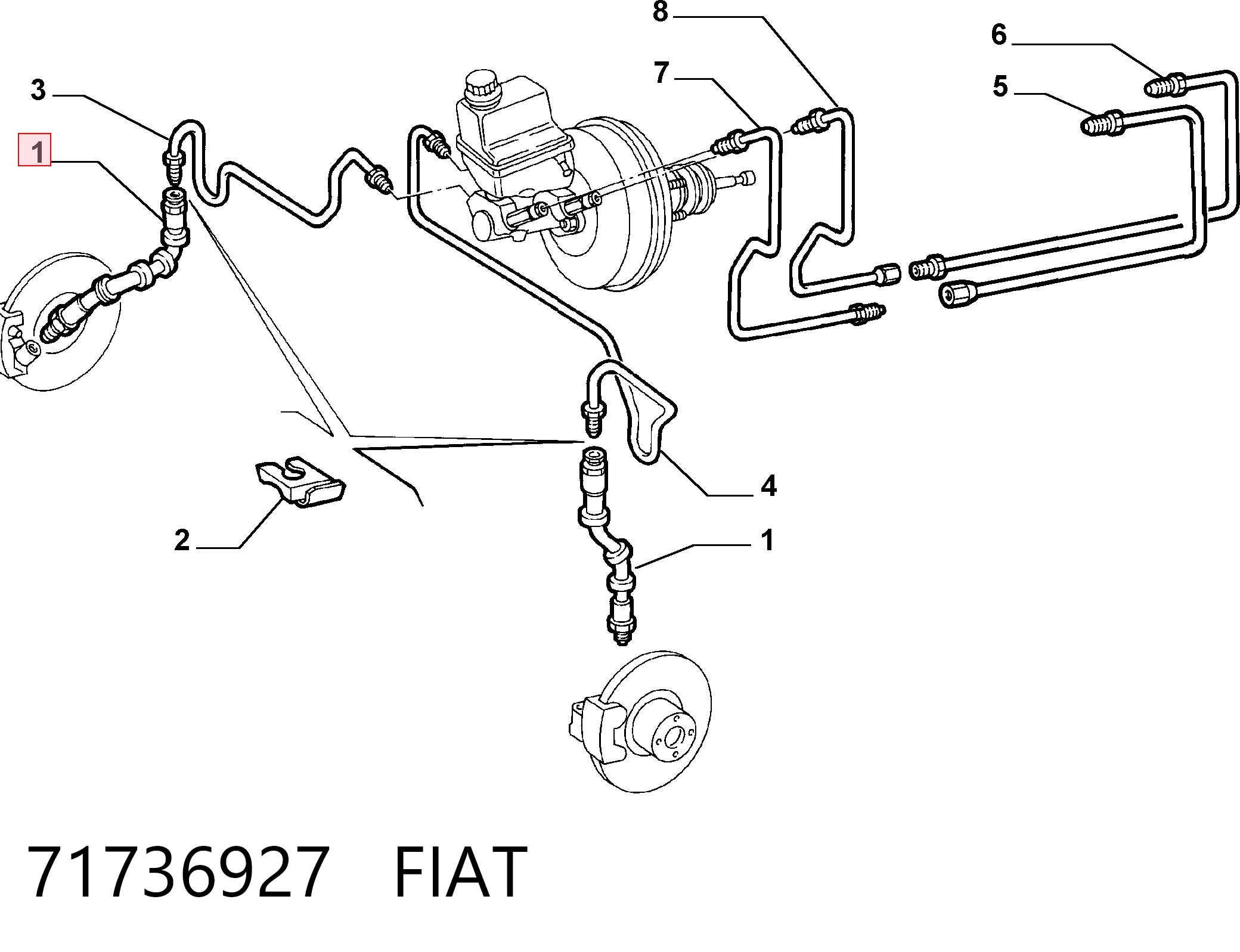 Tubo flexible de frenos delantero Fiat Punto II furgoneta comprar en España