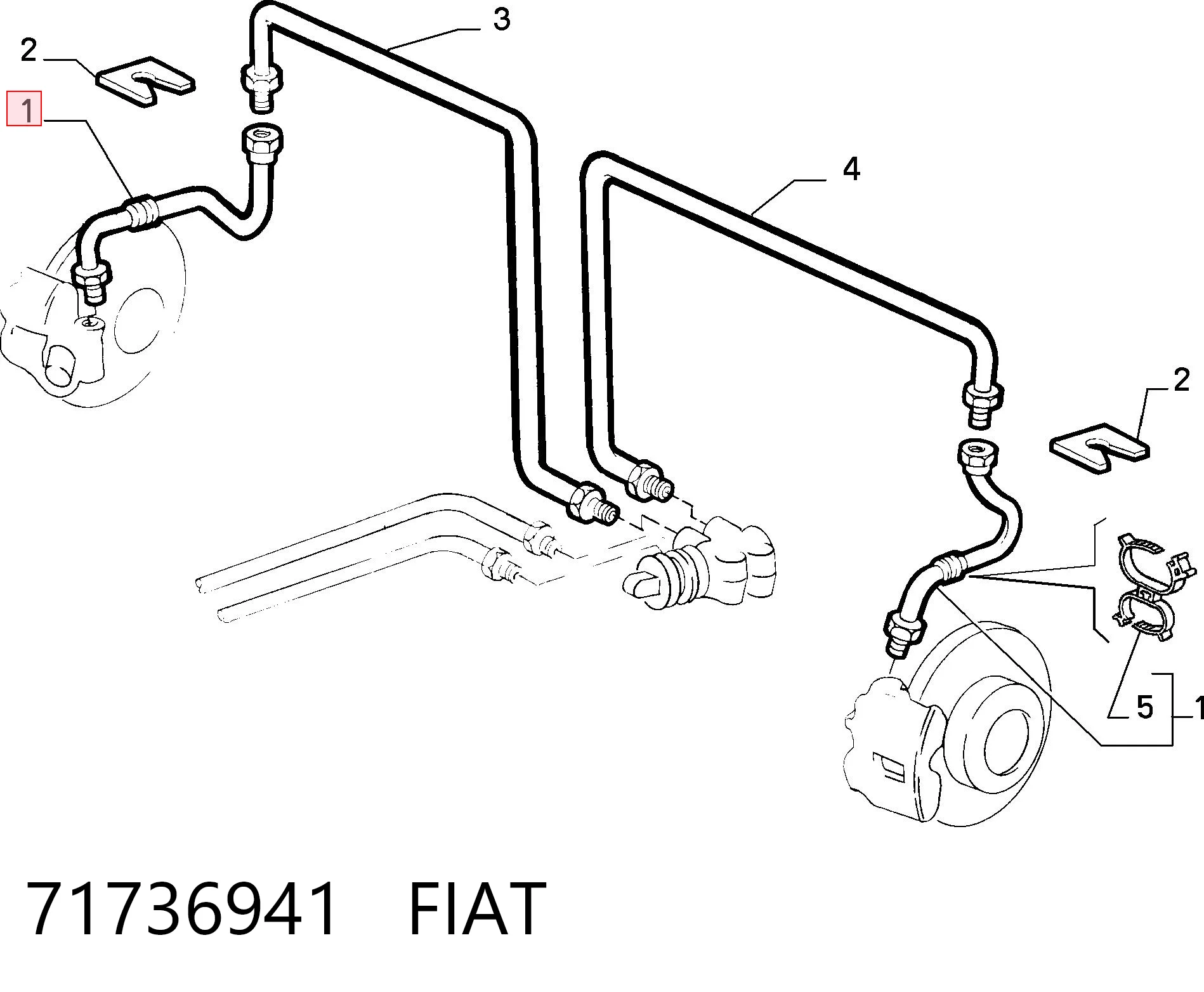 Manguera de freno trasera 71736941 FIAT