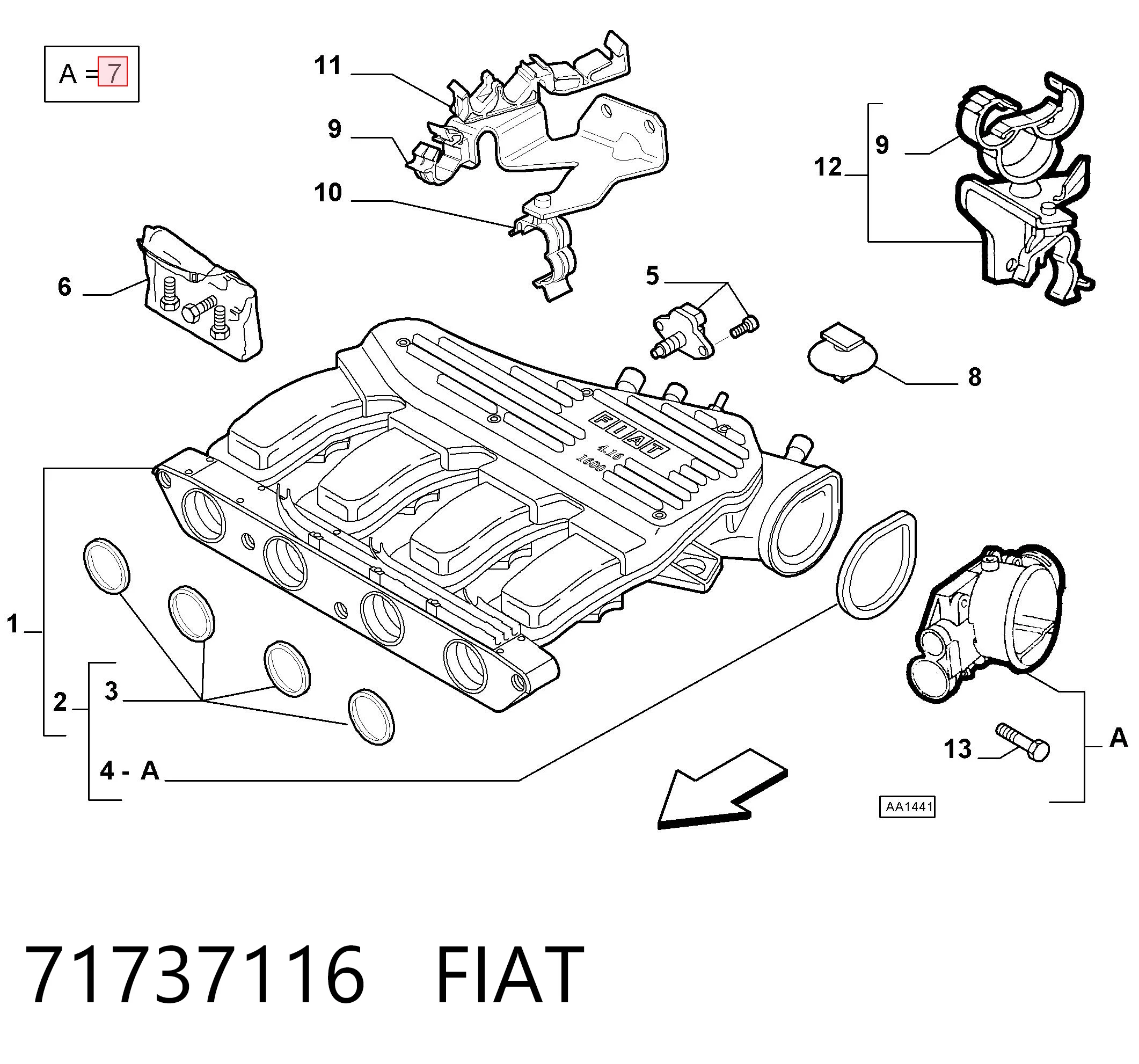 71737116 Fiat/Alfa/Lancia Mariposa de admisión