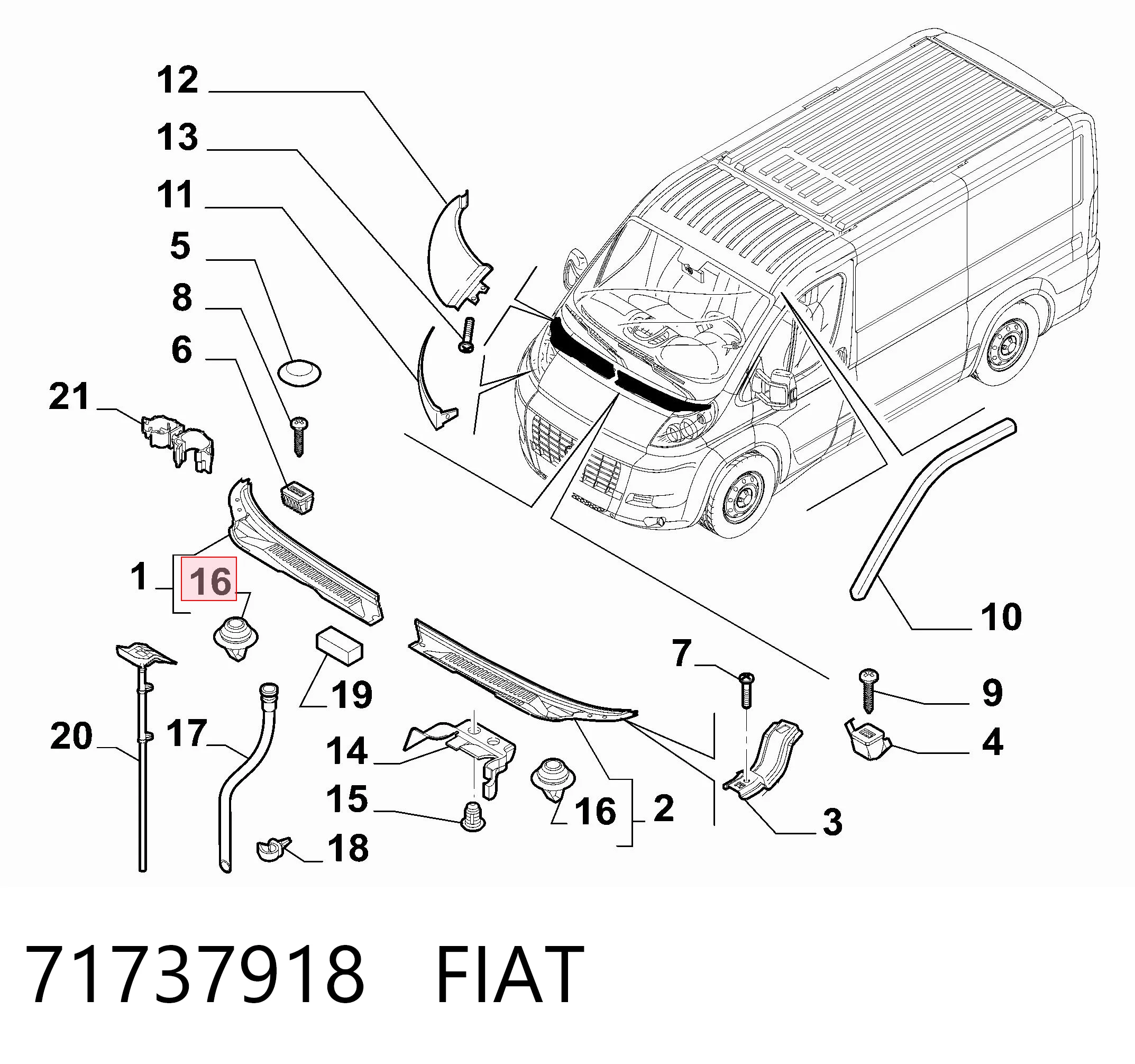 71737918 Fiat/Alfa/Lancia Clip de fijación de moldura de puerta