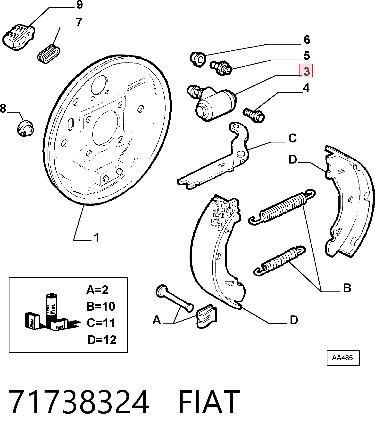 Cilindro de freno de rueda trasera para Fiat Panda 141A