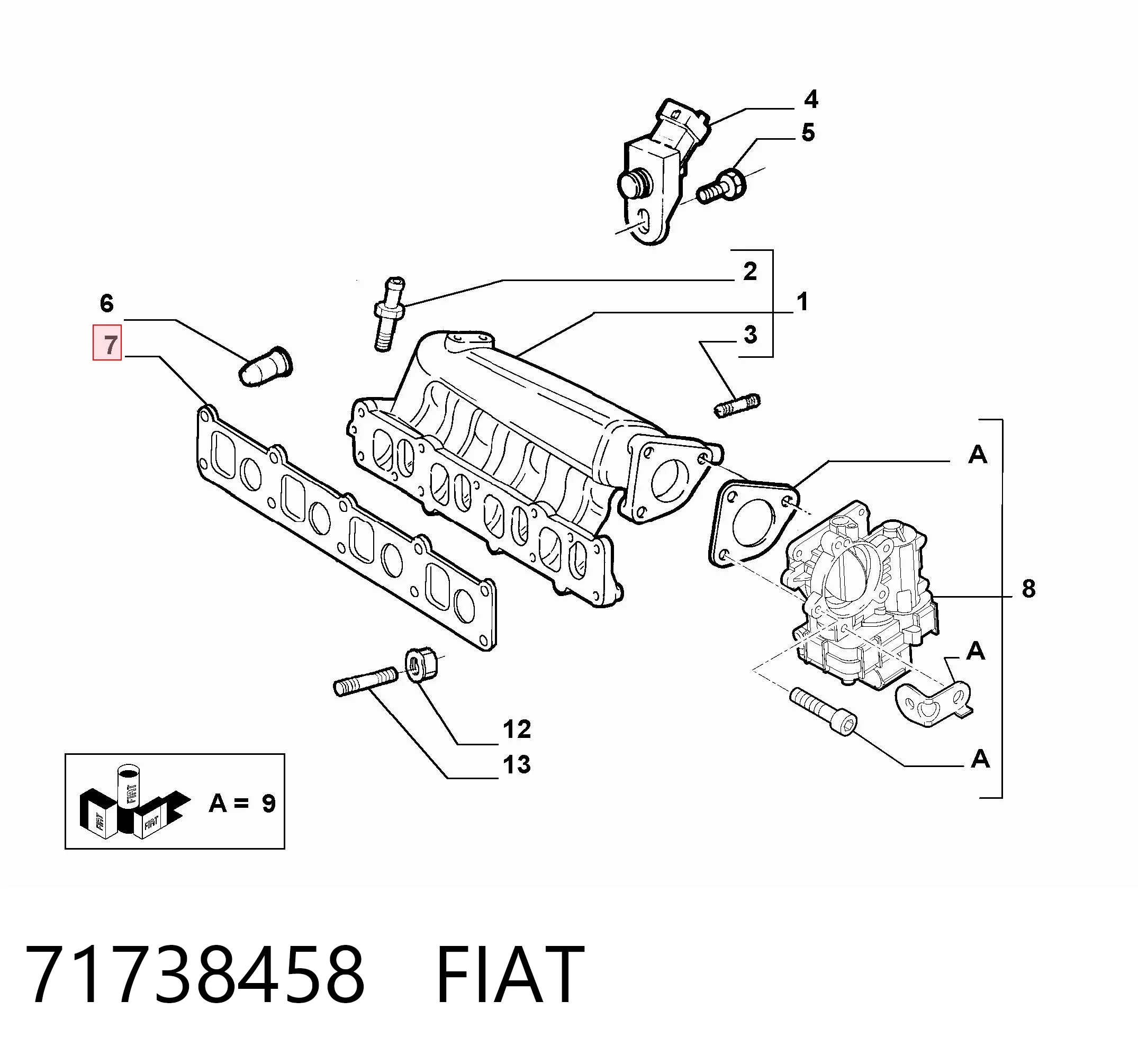 Junta de colector de admisión para Fiat Palio 178DX