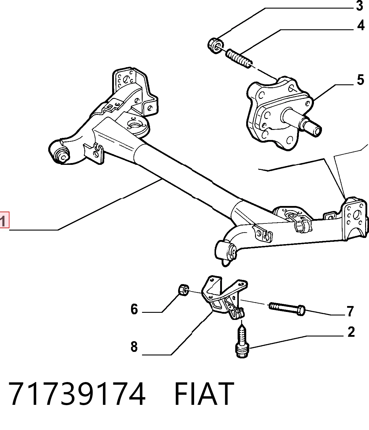 silentblock del eje trasero Fiat Punto II (188AX)