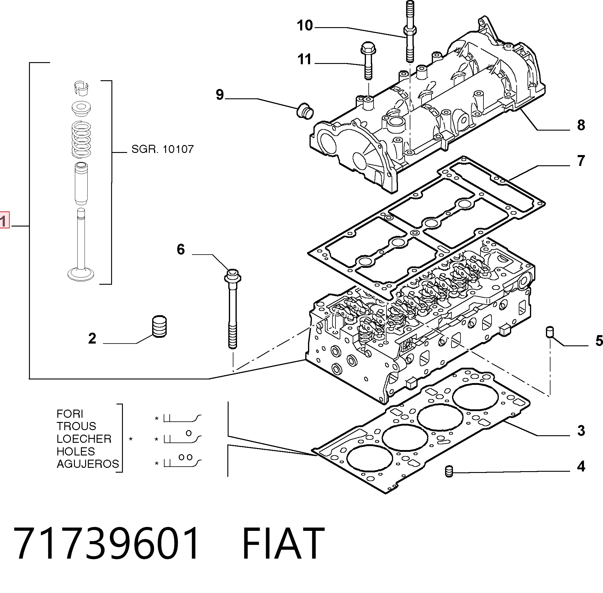 71739601 Fiat/Alfa/Lancia Cabeza del motor