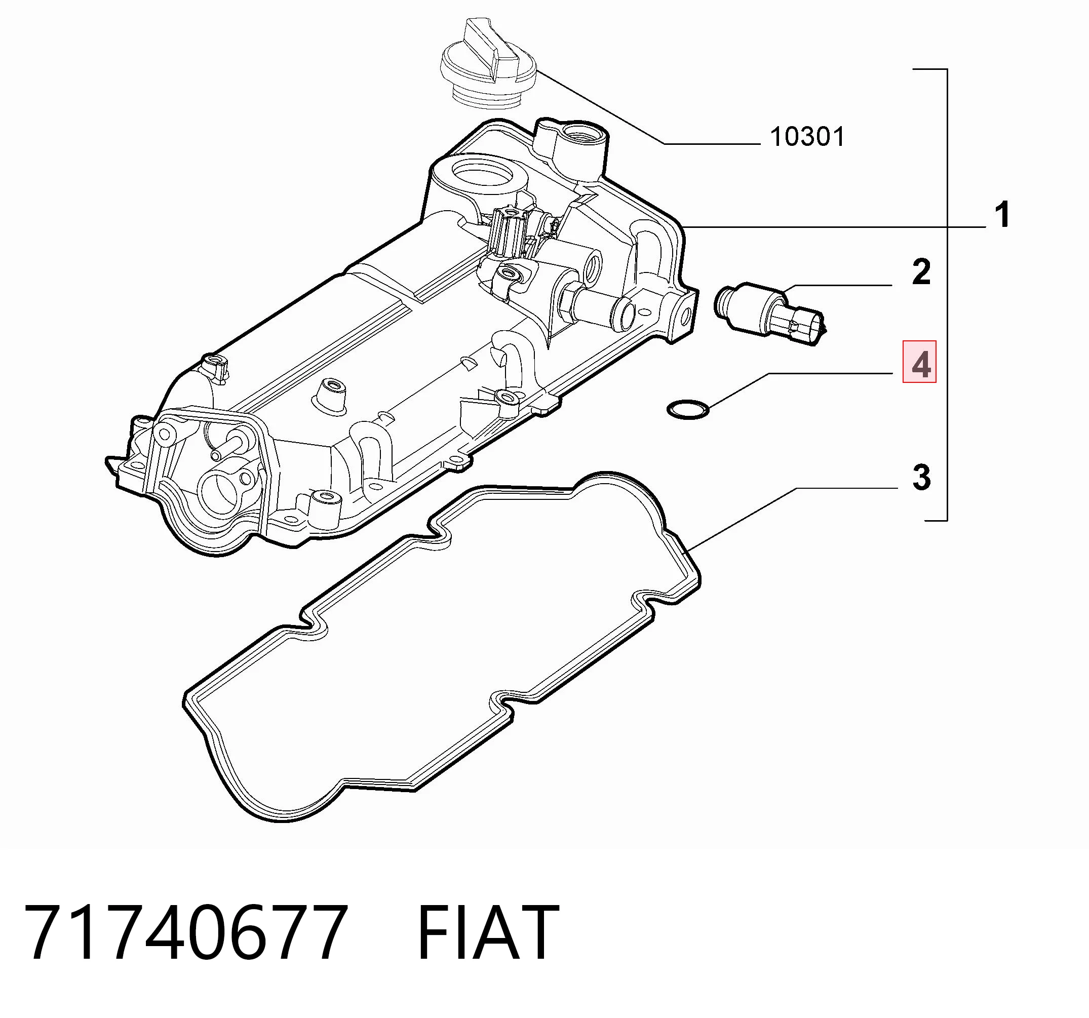 71740677 Fiat/Alfa/Lancia Junta de tapa de balancines, anillo
