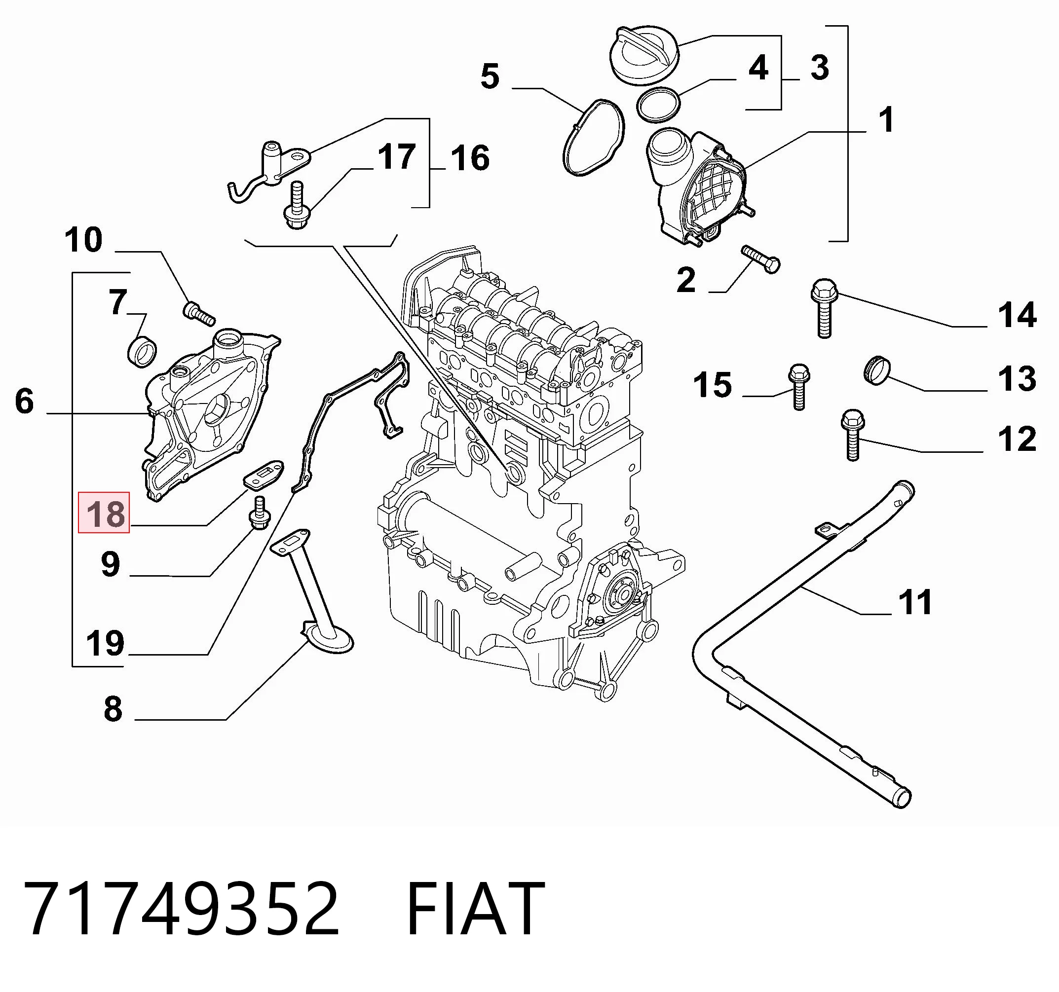 71749352 Fiat/Alfa/Lancia Junta de la bomba de aceite