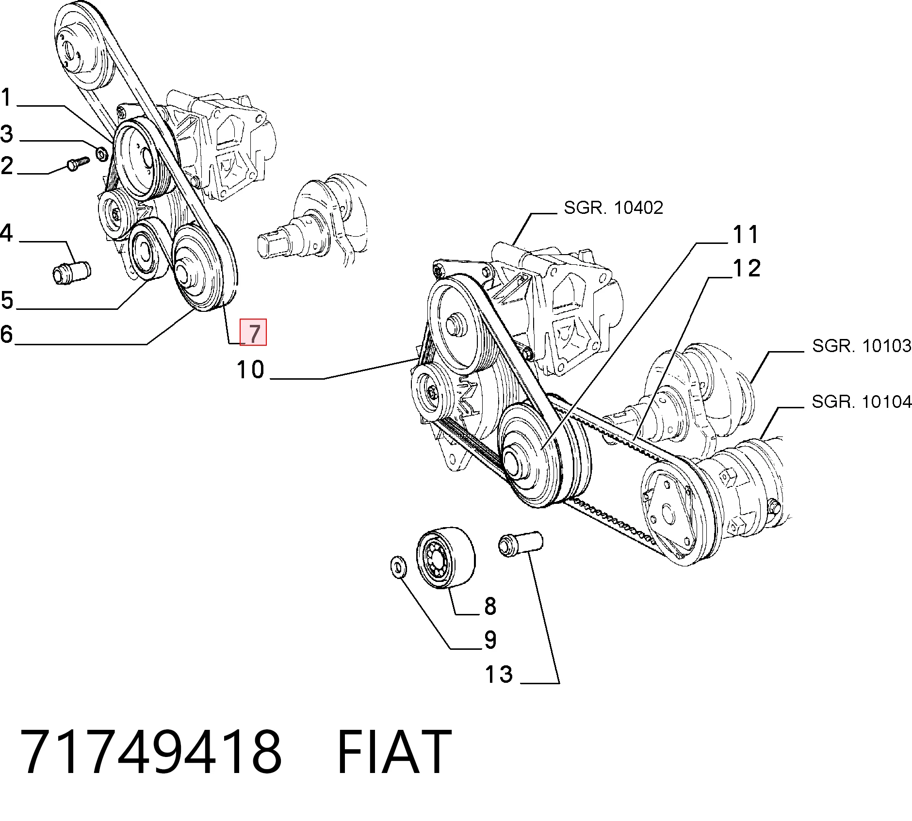 Correa alternador para Fiat Ducato I (290)