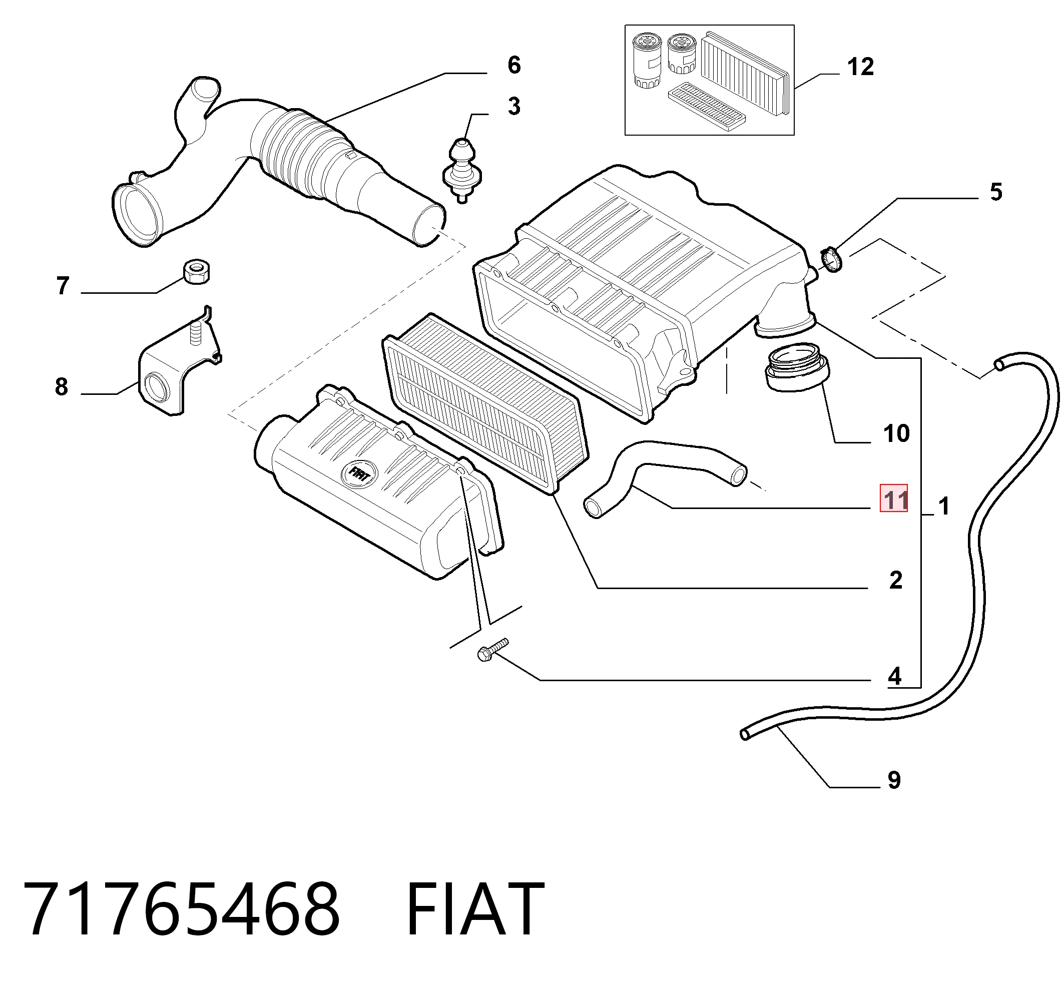 Comprar Tubo de ventilación del cárter (separador de aceite) Fiat 500  312 a bajo precio