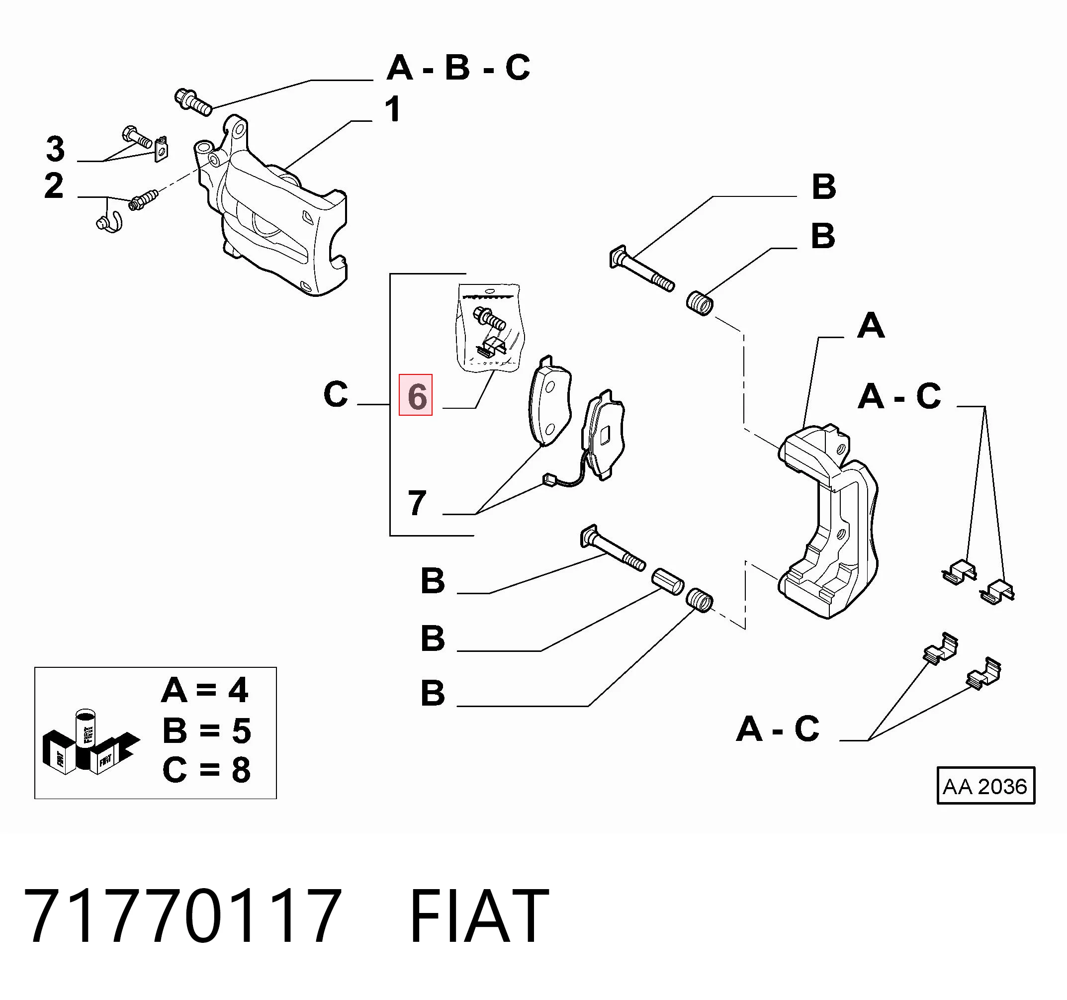 Juego de resortes de sujeción de pastillas de freno delanteras 71770117 FIAT