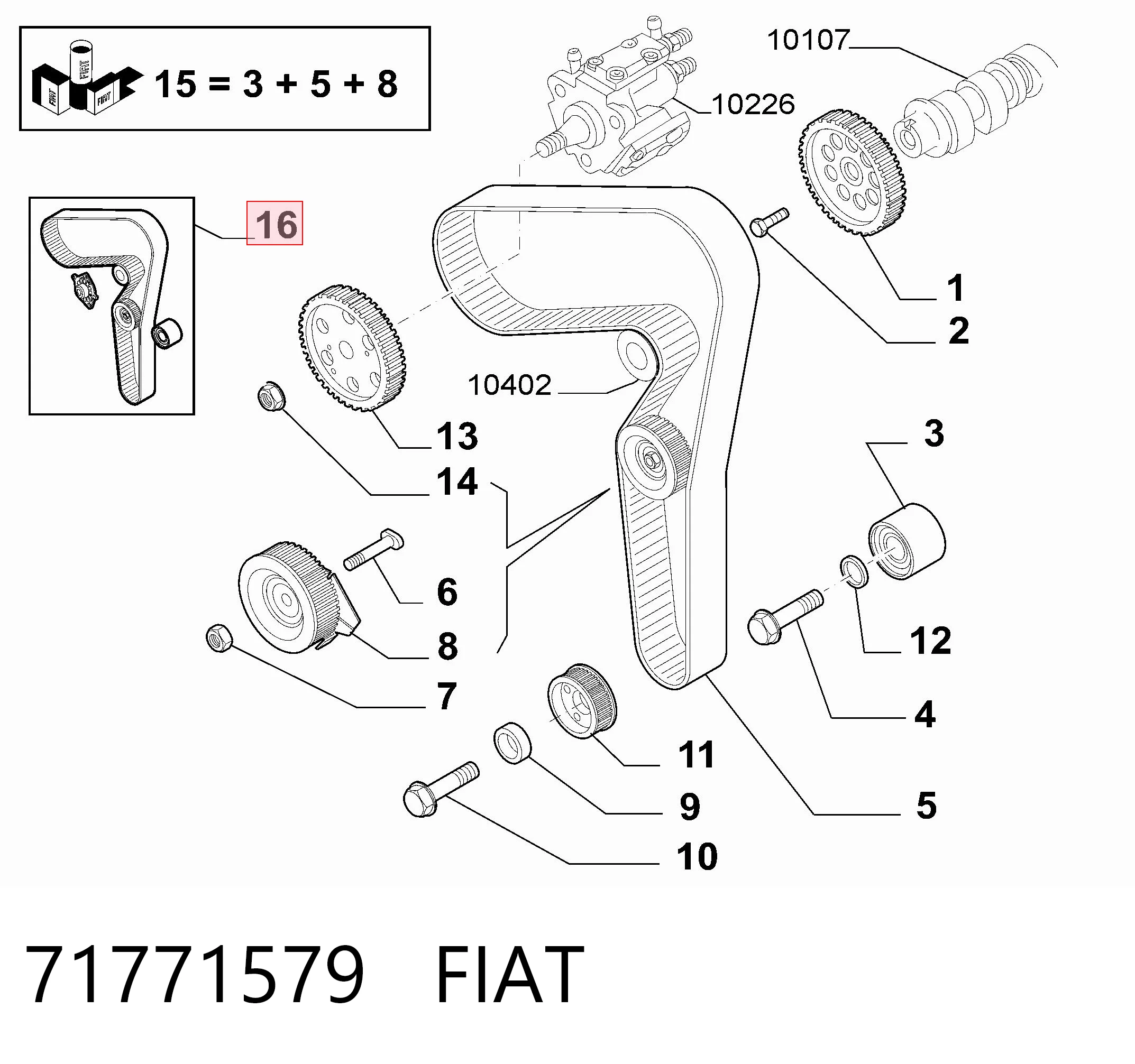 Comprar Kit de correa de distribución Fiat 500  334 a bajo precio
