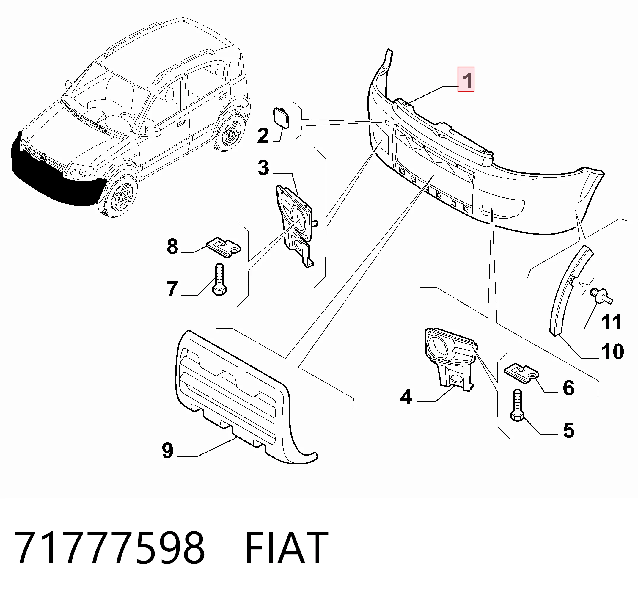 Comprar Parachoques delantero Fiat Panda II 169A a bajo precio