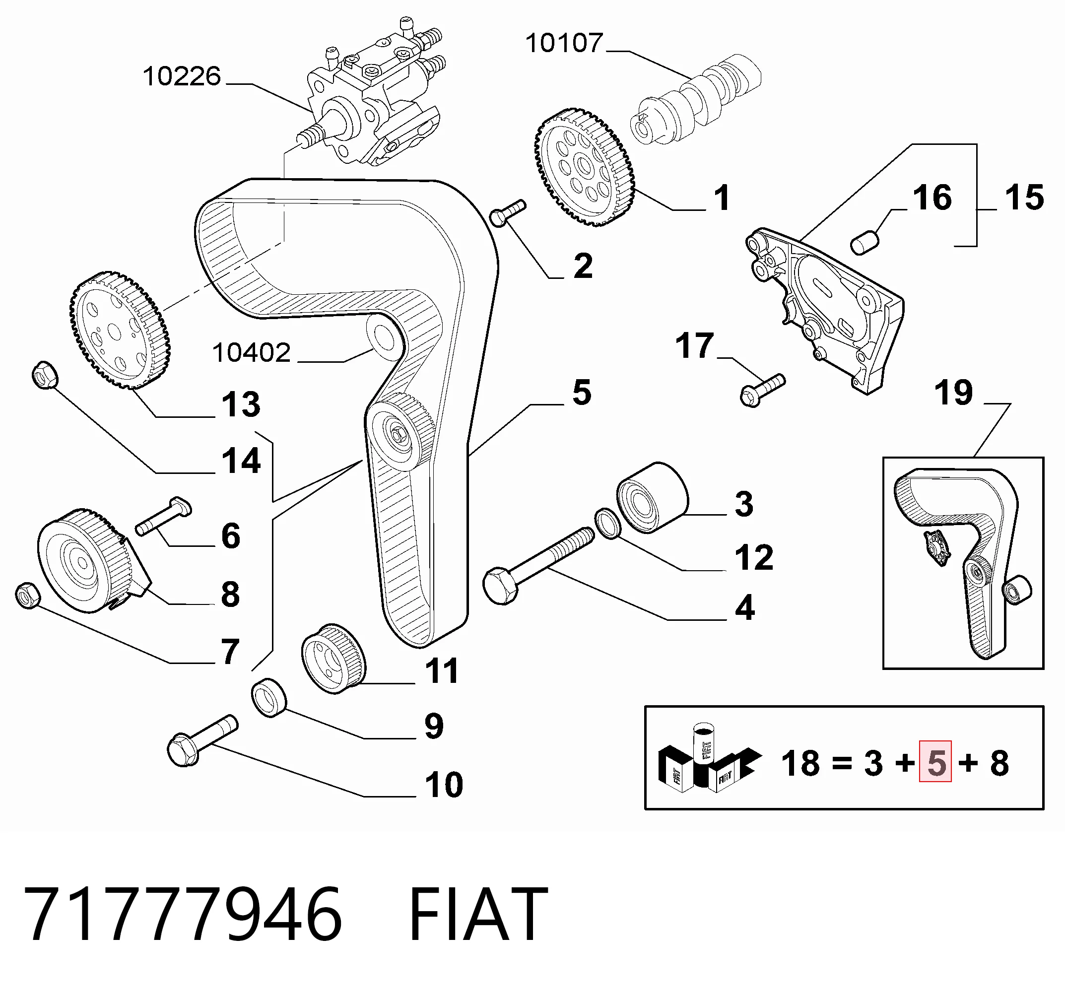 Correa de distribución para Fiat 500  (334)
