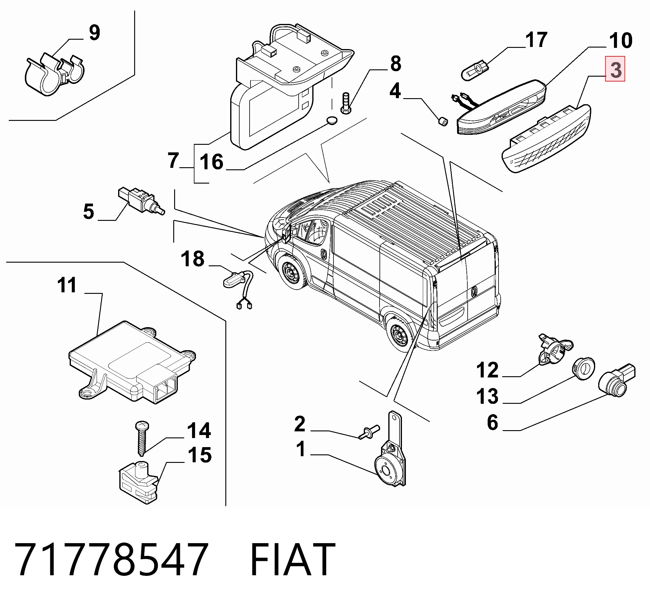 Luz de freno adicional Fiat Ducato III furgoneta comprar en España