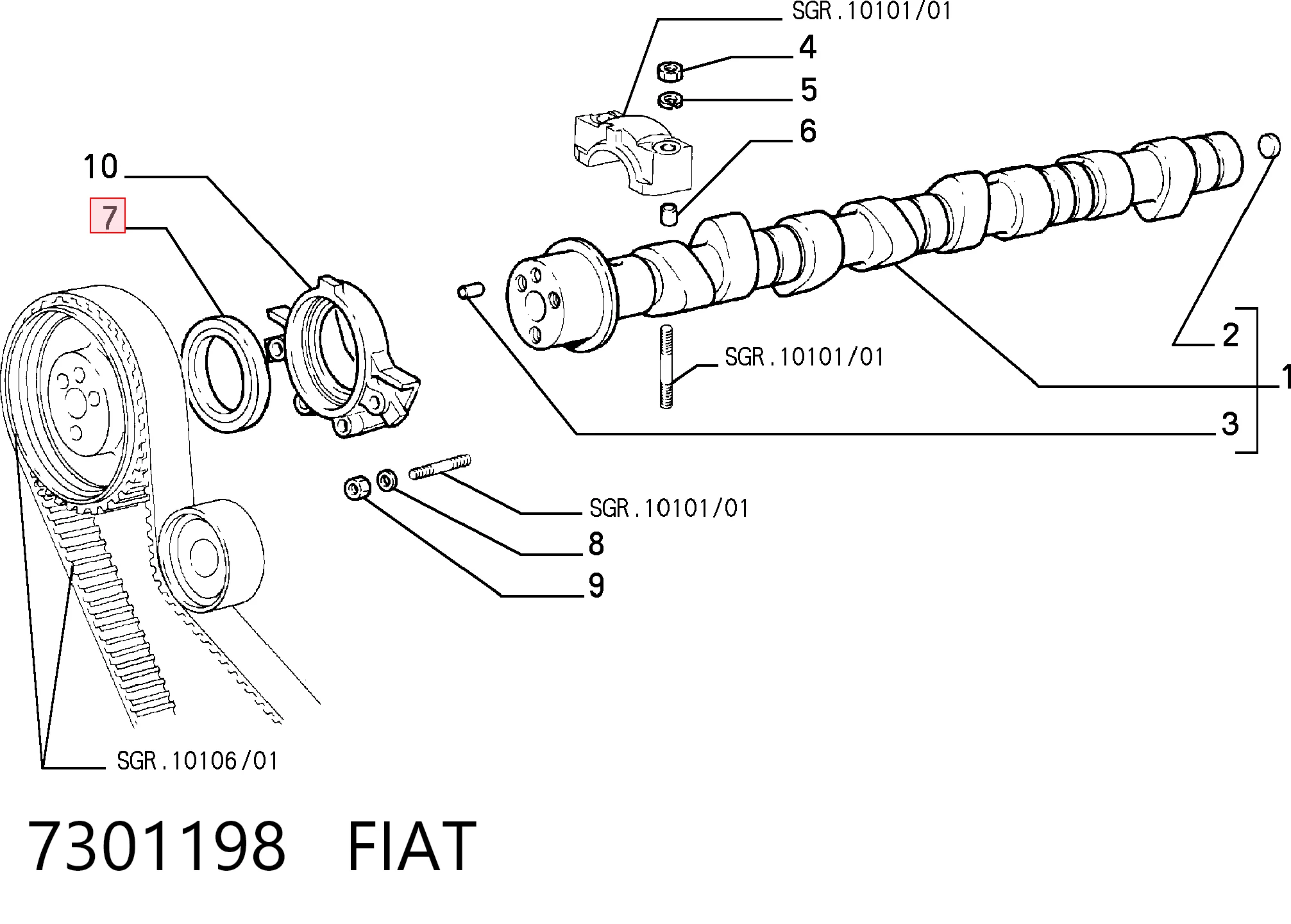 Anillo impermeable, árbol de levas Fiat Ducato I