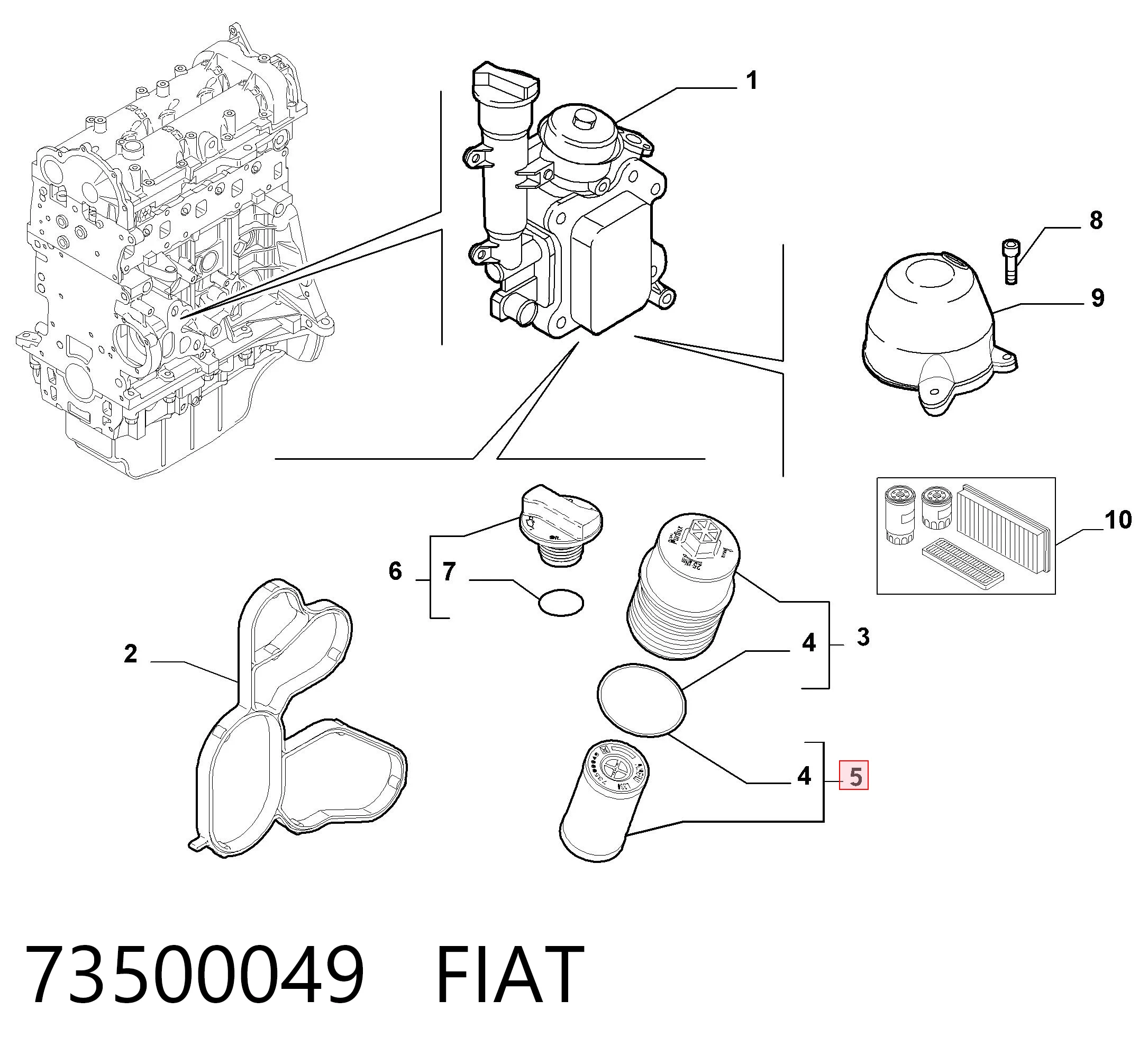 73500049 Fiat/Alfa/Lancia Filtro aceite