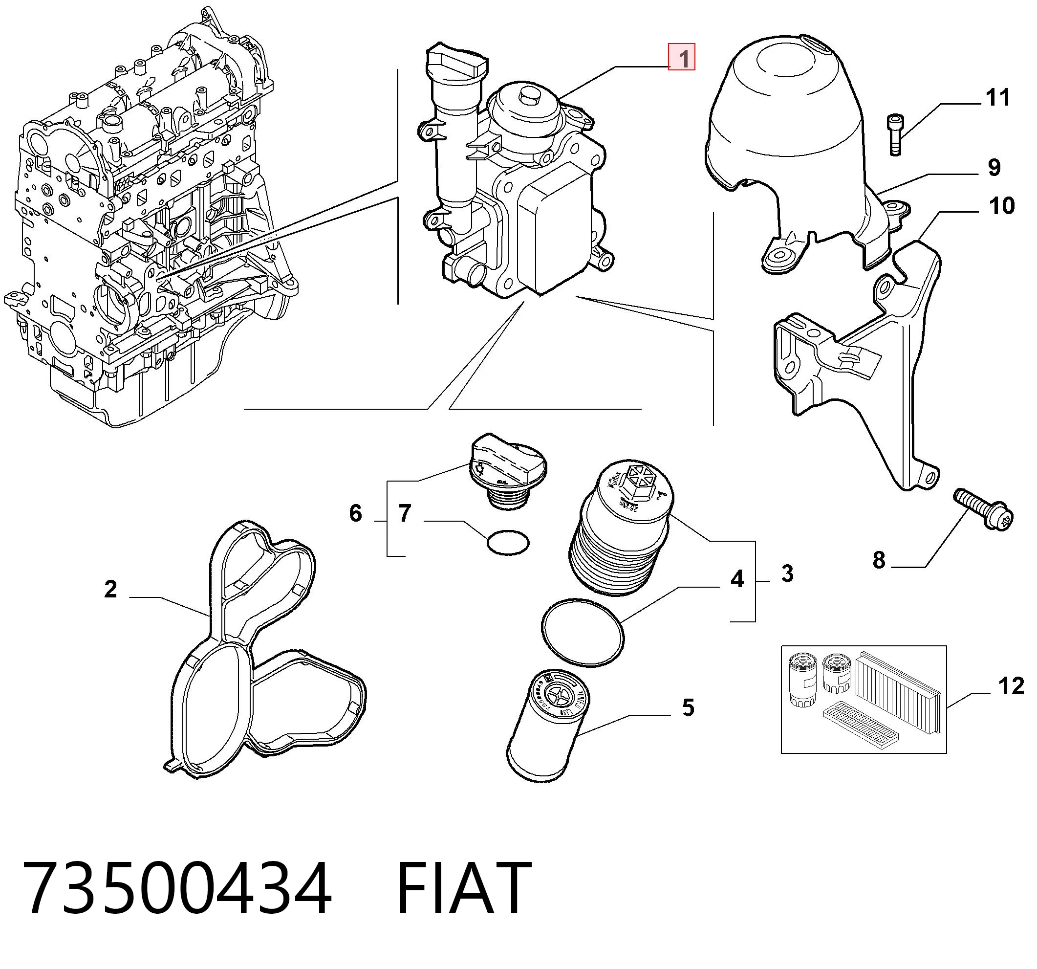 73500434 Fiat/Alfa/Lancia Portafiltro de aceite