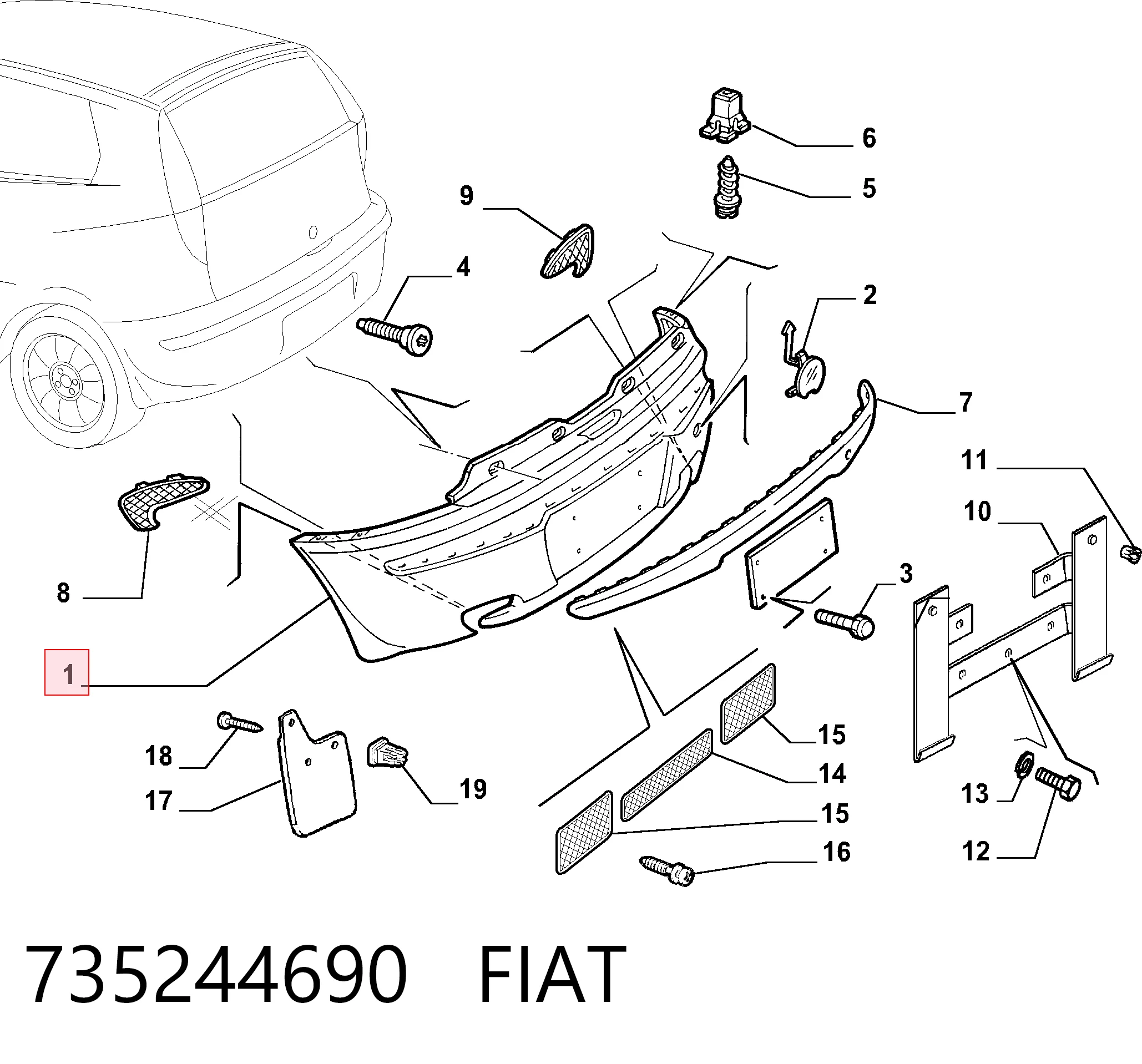  Parachoques trasero Fiat Punto 2