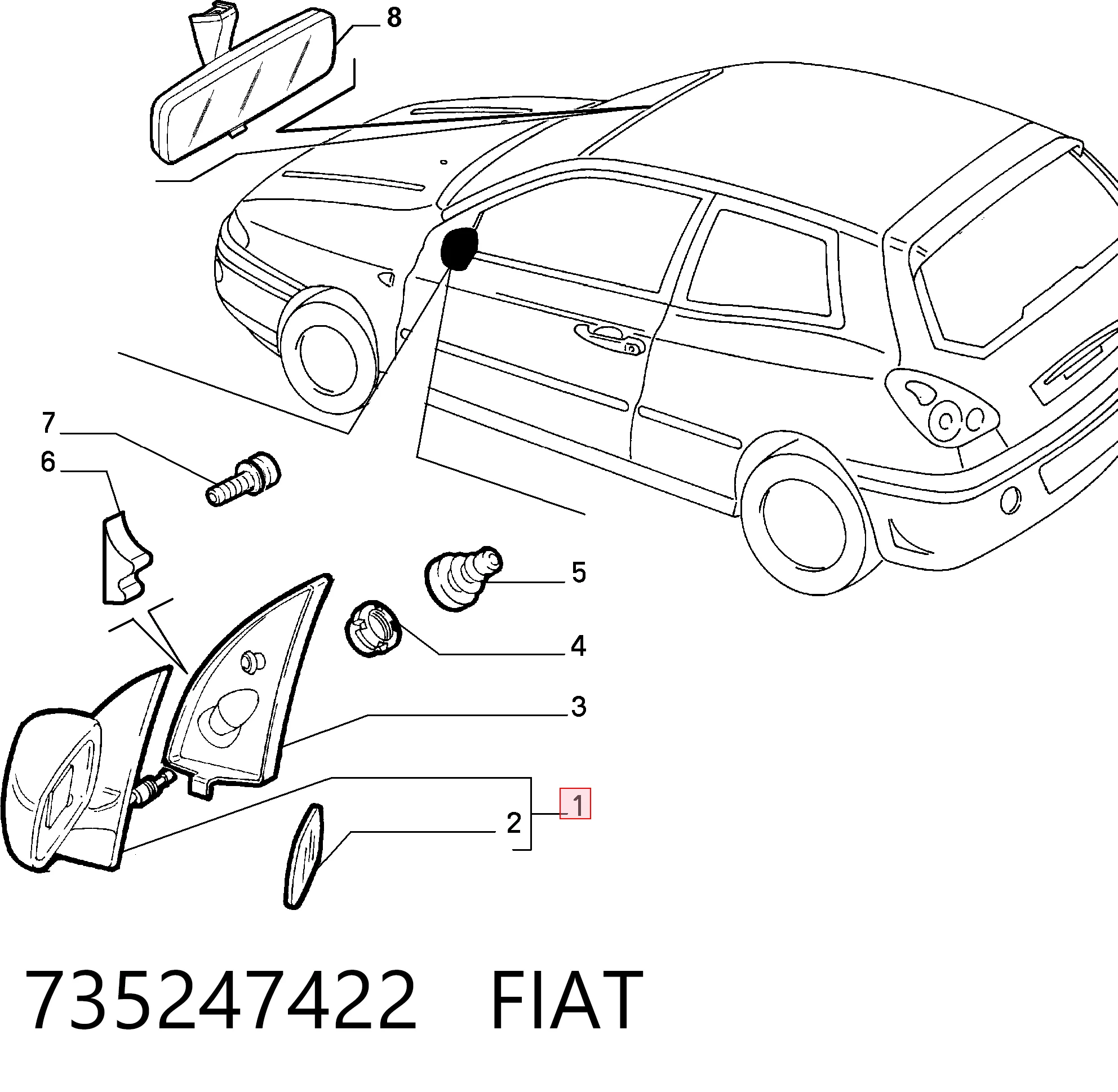 Retrovisor izquierdo para Fiat Bravo  (182)