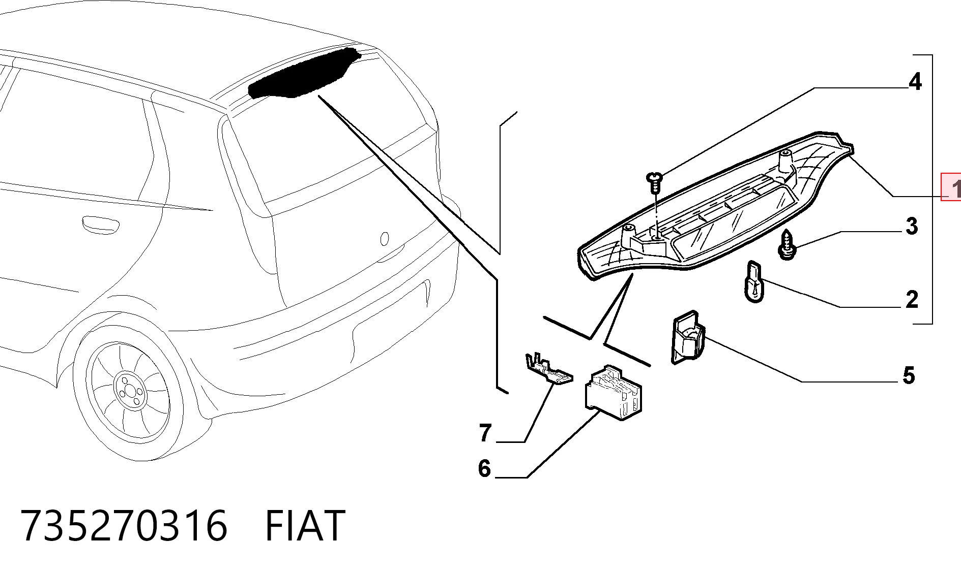 Lampara de luz de freno adicional  Fiat Punto II hatchback (188) (1999 - 2012) precio, desde 31,94 EUR