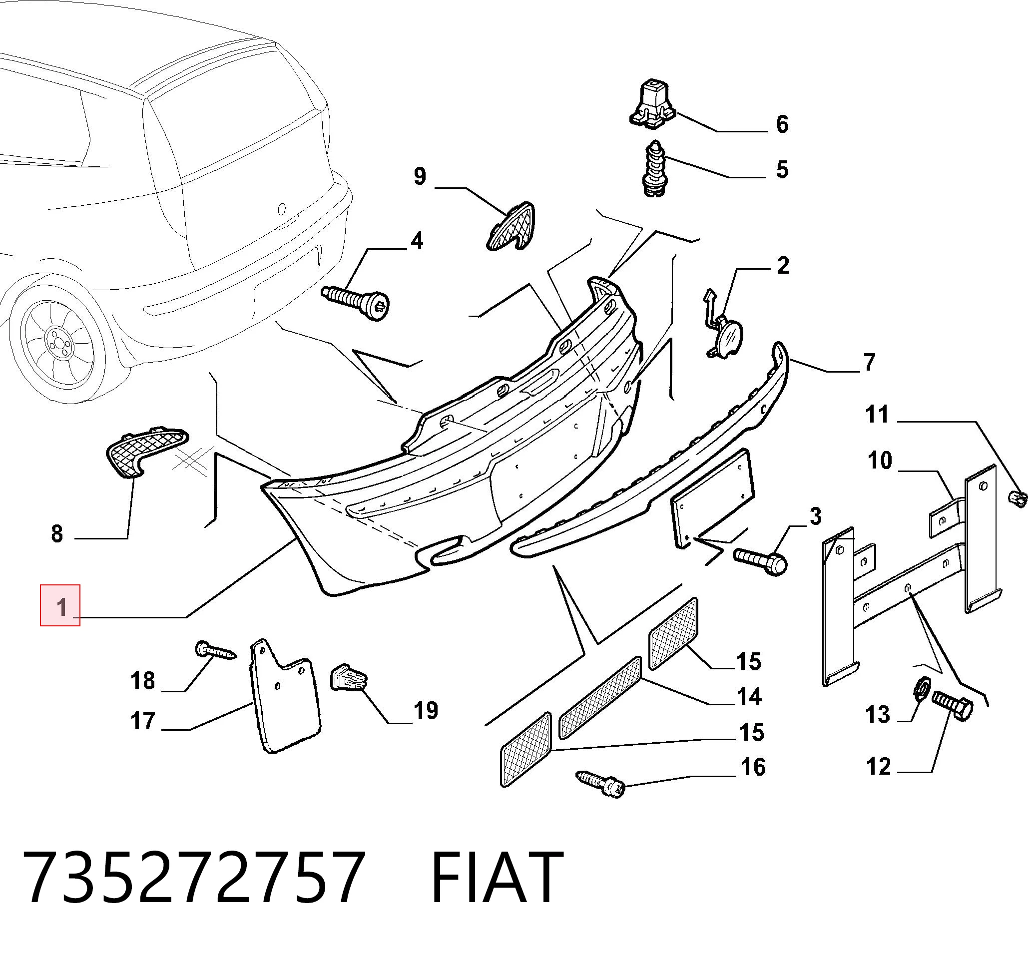 Comprar Parachoques trasero Fiat Punto II 188 a bajo precio