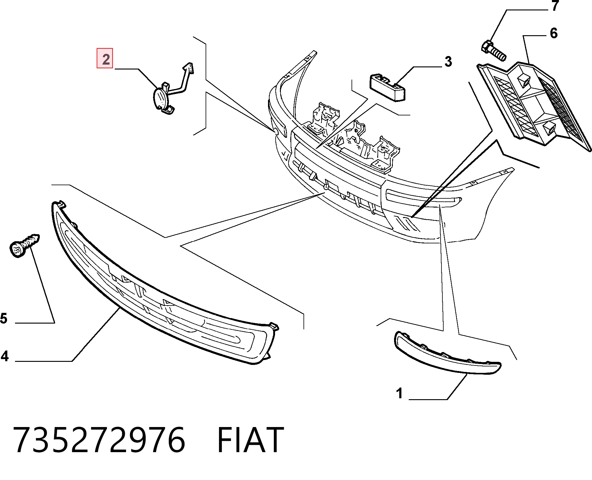 Cobertura de parachoques, enganche de remolque, delantera Fiat Punto II (2000-2010)