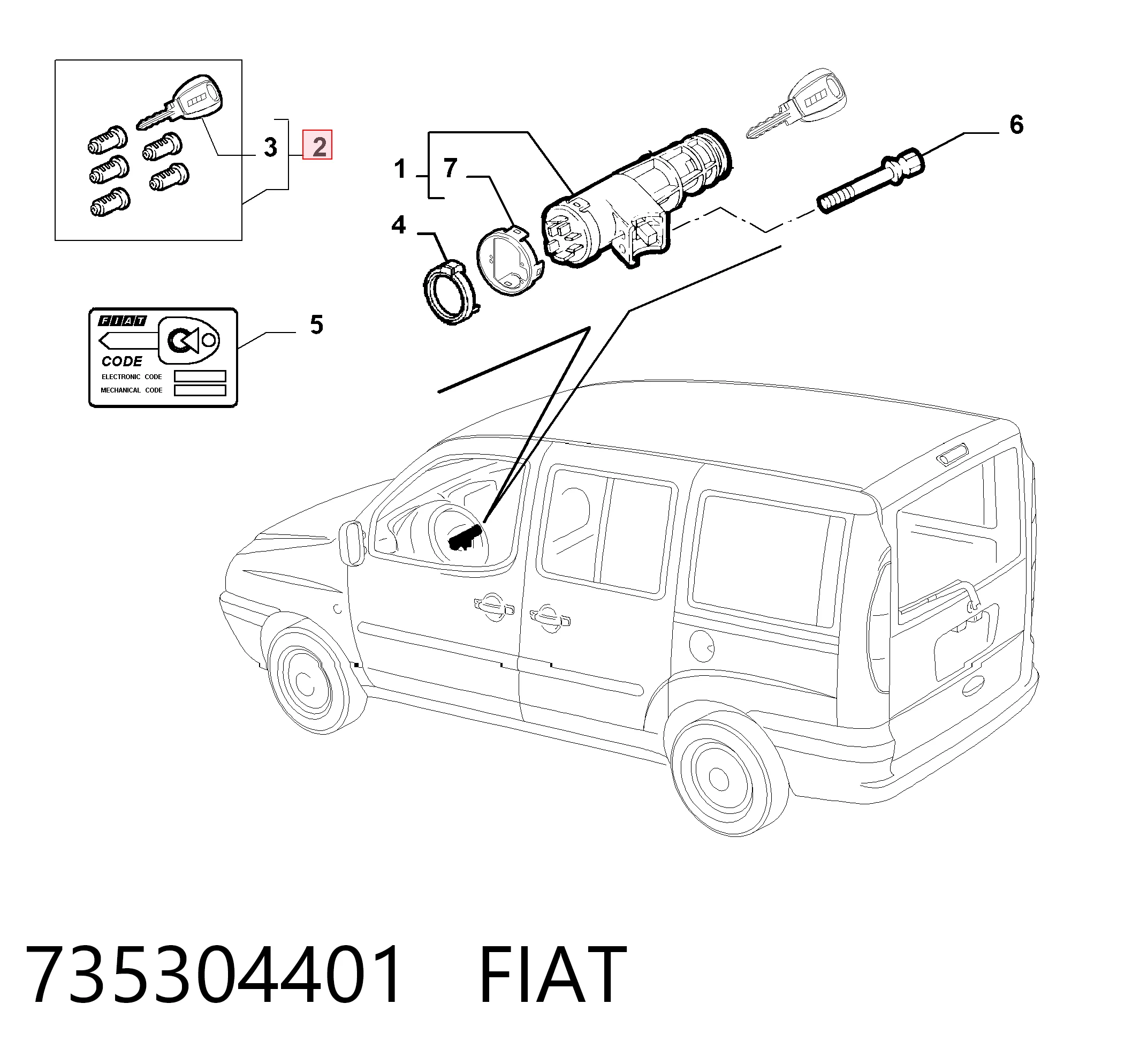 Comprar Juego de cilindros de cerradura Fiat Doblo I 223 a bajo precio