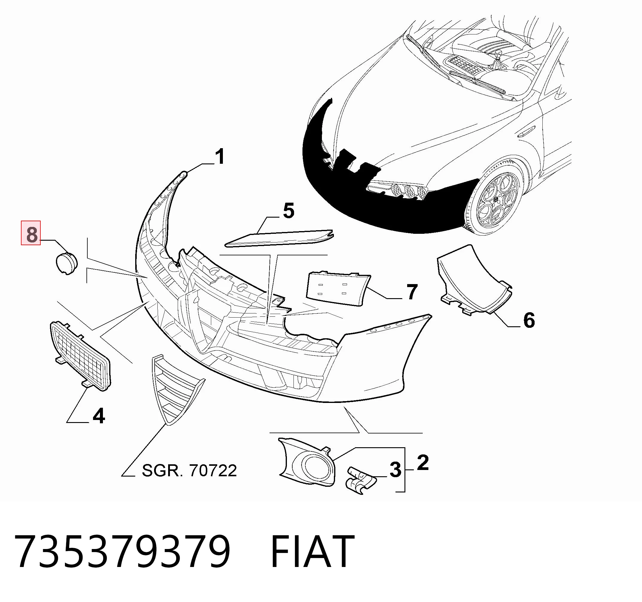 Comprar Tapa del gancho de remolque del parachoques delantero Fiat Punto II 188 a bajo precio